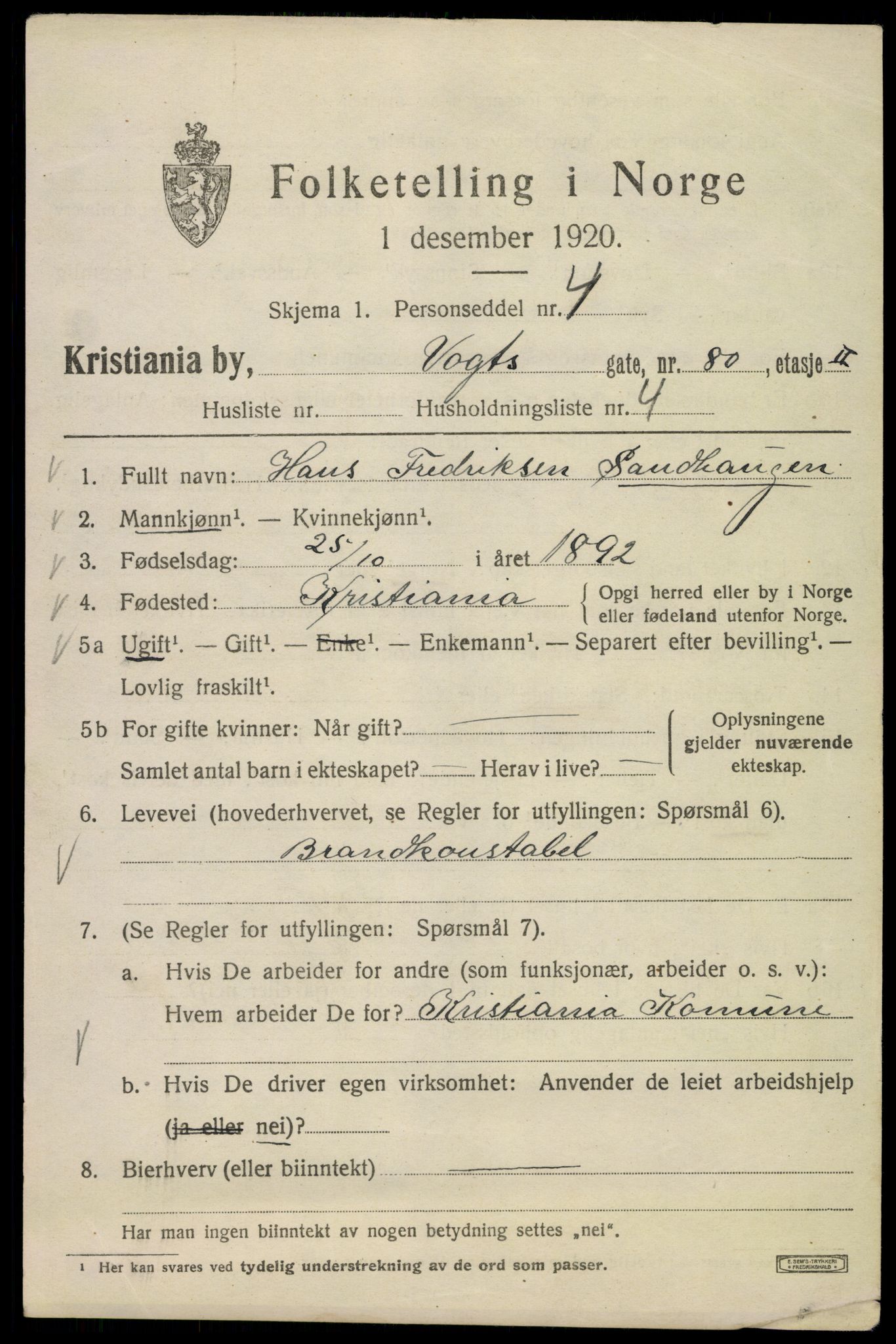 SAO, 1920 census for Kristiania, 1920, p. 643677