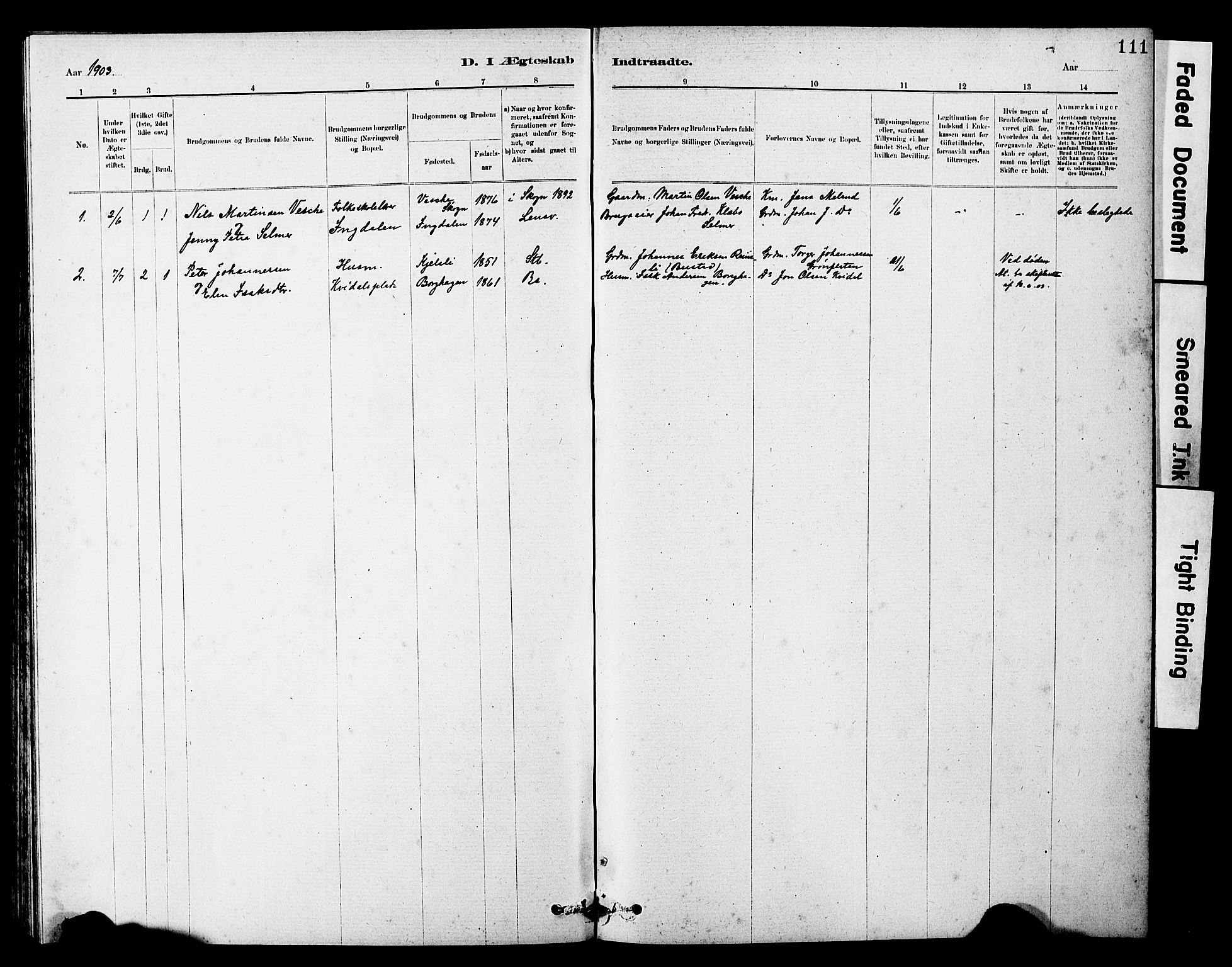 Ministerialprotokoller, klokkerbøker og fødselsregistre - Sør-Trøndelag, SAT/A-1456/646/L0628: Parish register (copy) no. 646C01, 1880-1903, p. 111
