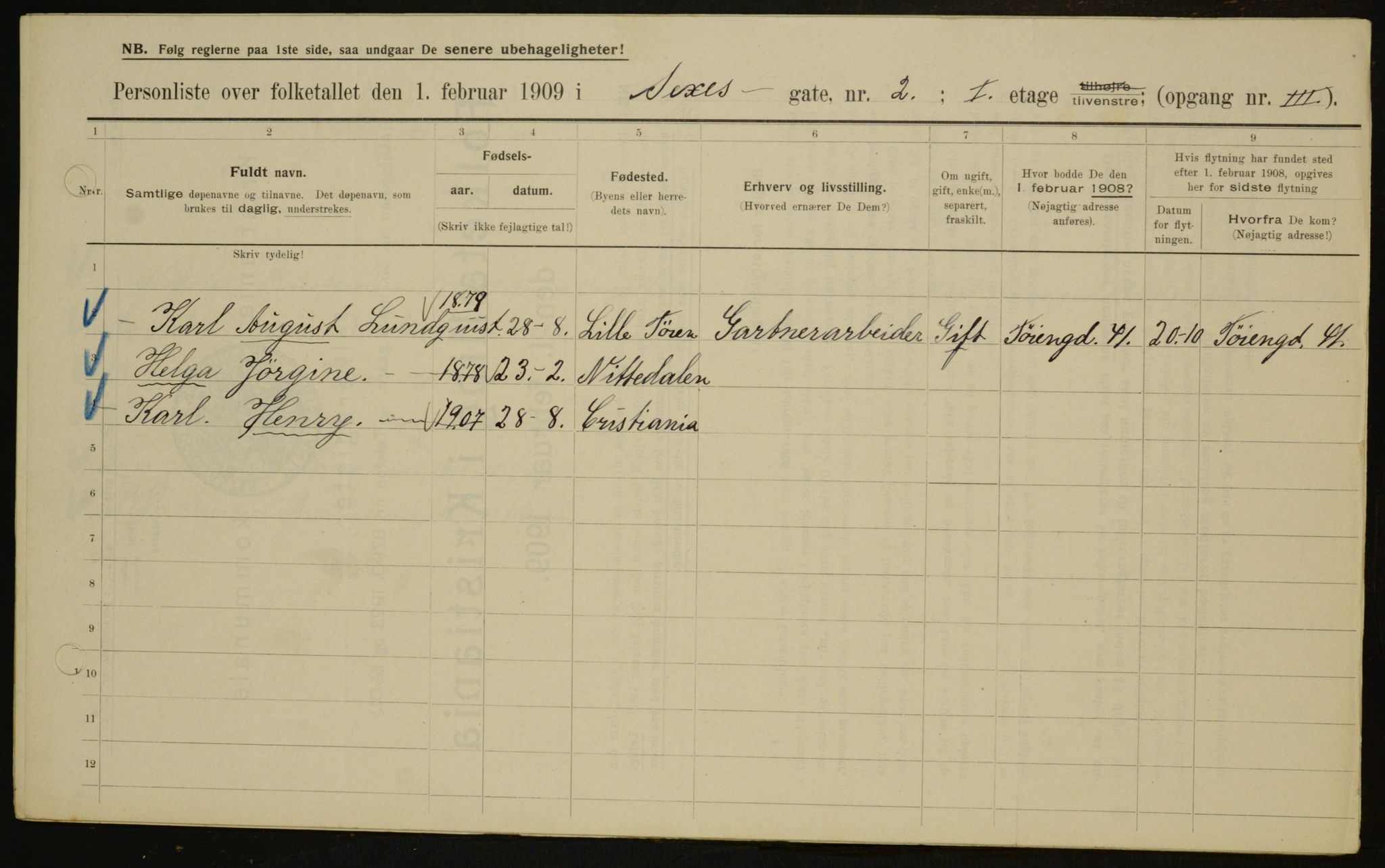 OBA, Municipal Census 1909 for Kristiania, 1909, p. 85900