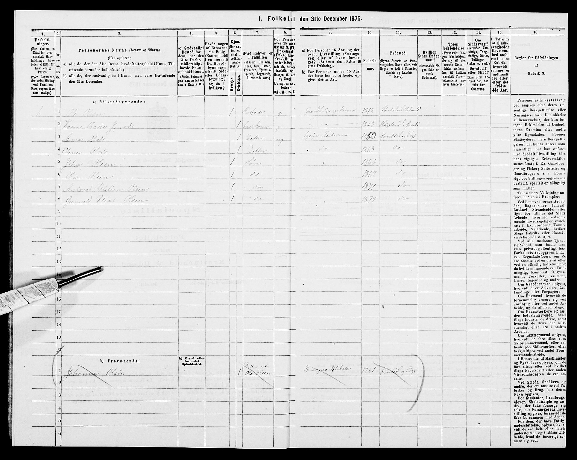 SAK, 1875 census for 1016P Øvrebø, 1875, p. 40