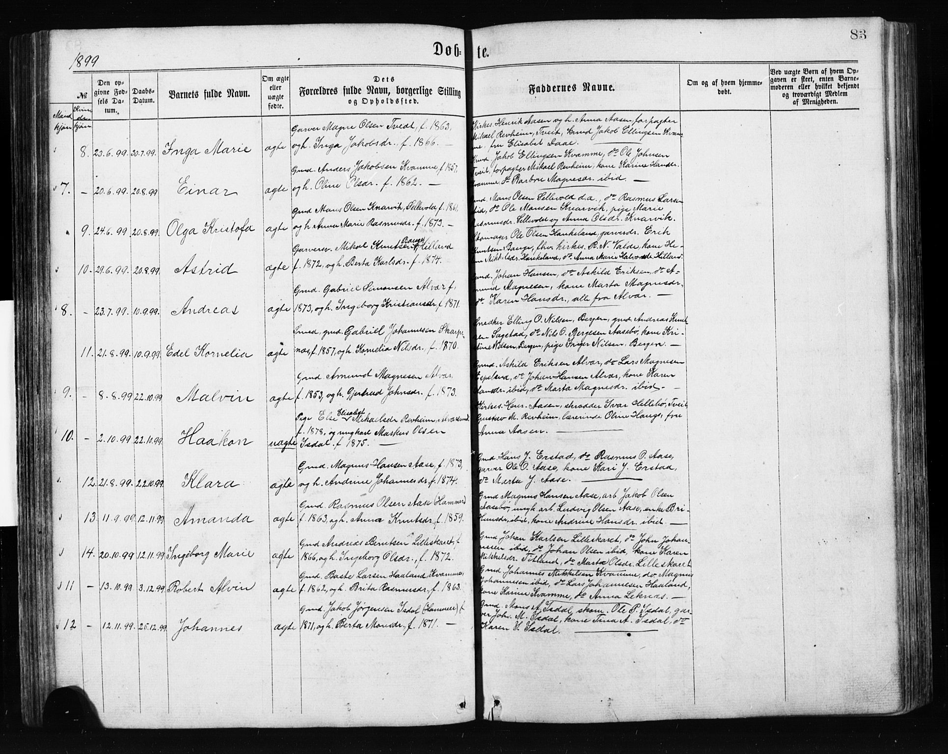 Alversund Sokneprestembete, AV/SAB-A-73901/H/Ha/Hab: Parish register (copy) no. A 2, 1864-1905, p. 83