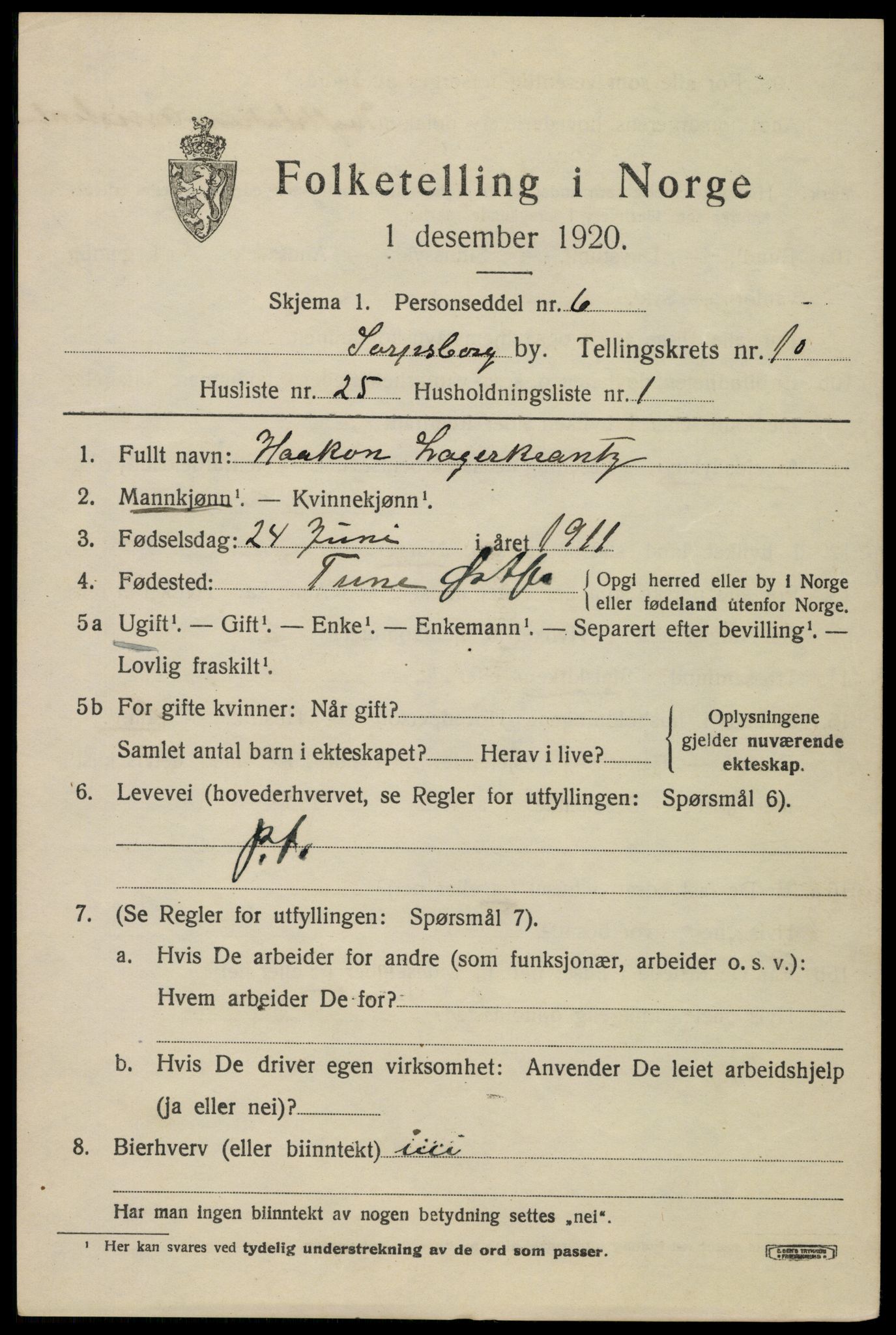 SAO, 1920 census for Sarpsborg, 1920, p. 21362
