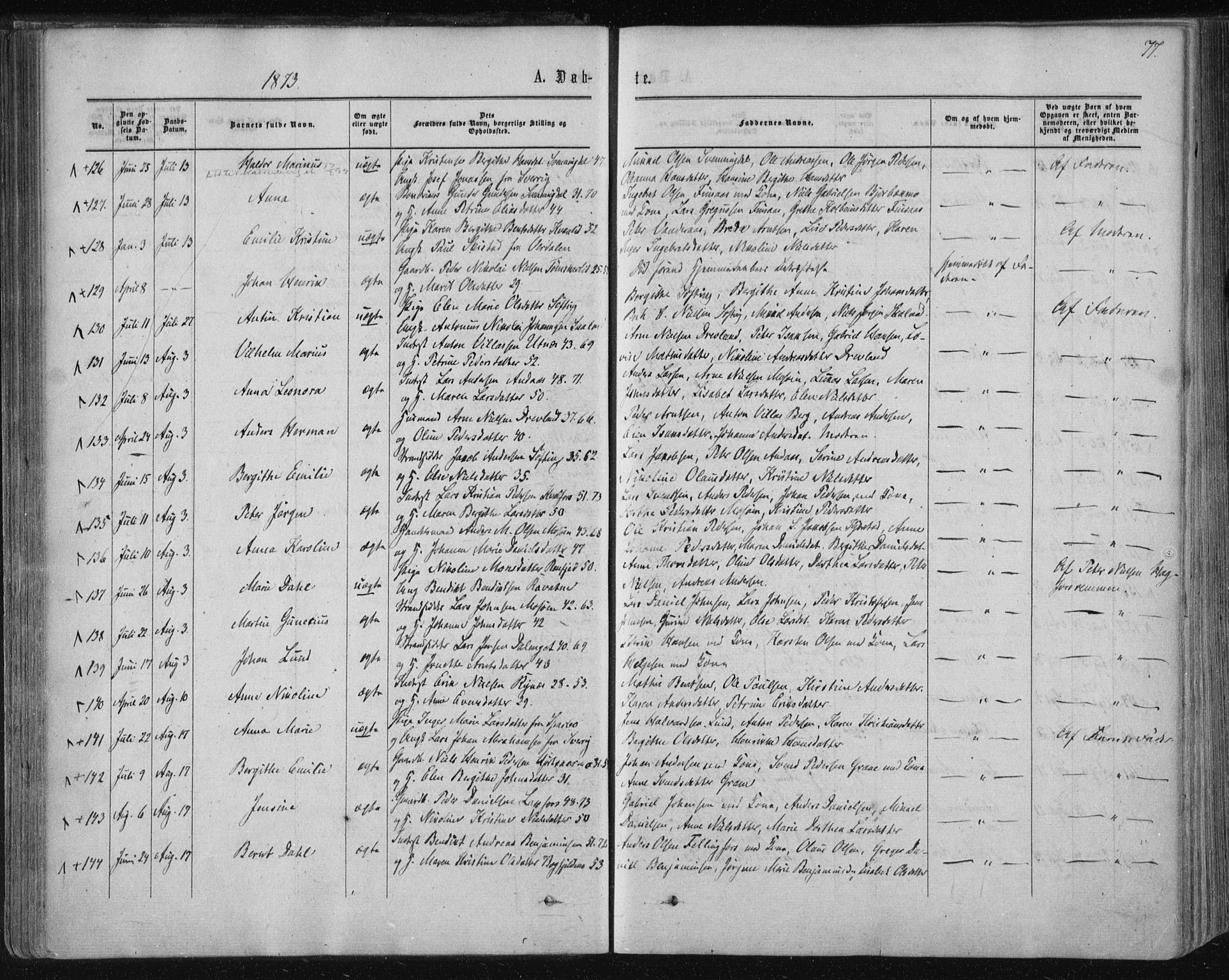 Ministerialprotokoller, klokkerbøker og fødselsregistre - Nordland, SAT/A-1459/820/L0294: Parish register (official) no. 820A15, 1866-1879, p. 77