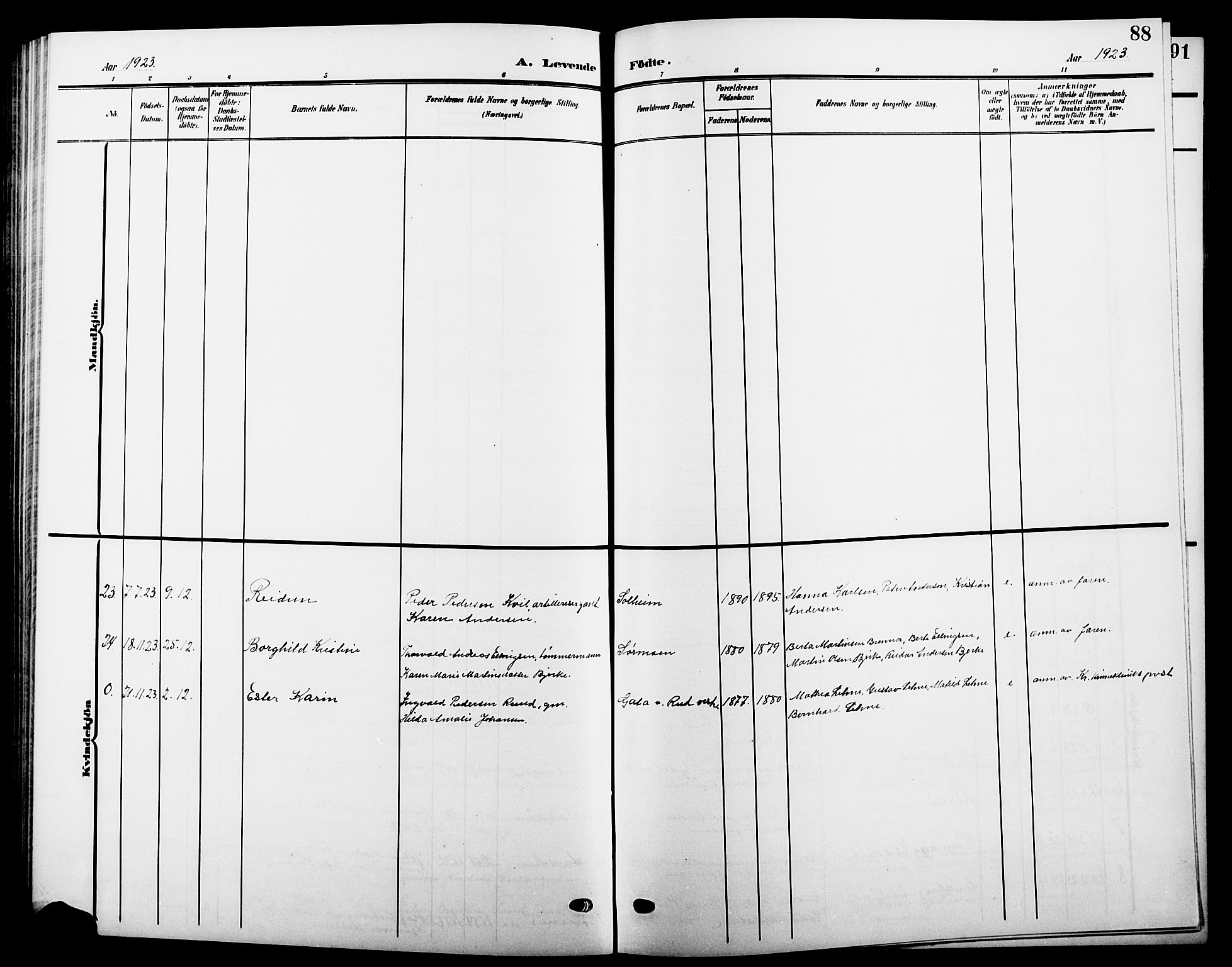 Hole kirkebøker, AV/SAKO-A-228/G/Ga/L0004: Parish register (copy) no. I 4, 1905-1924, p. 88