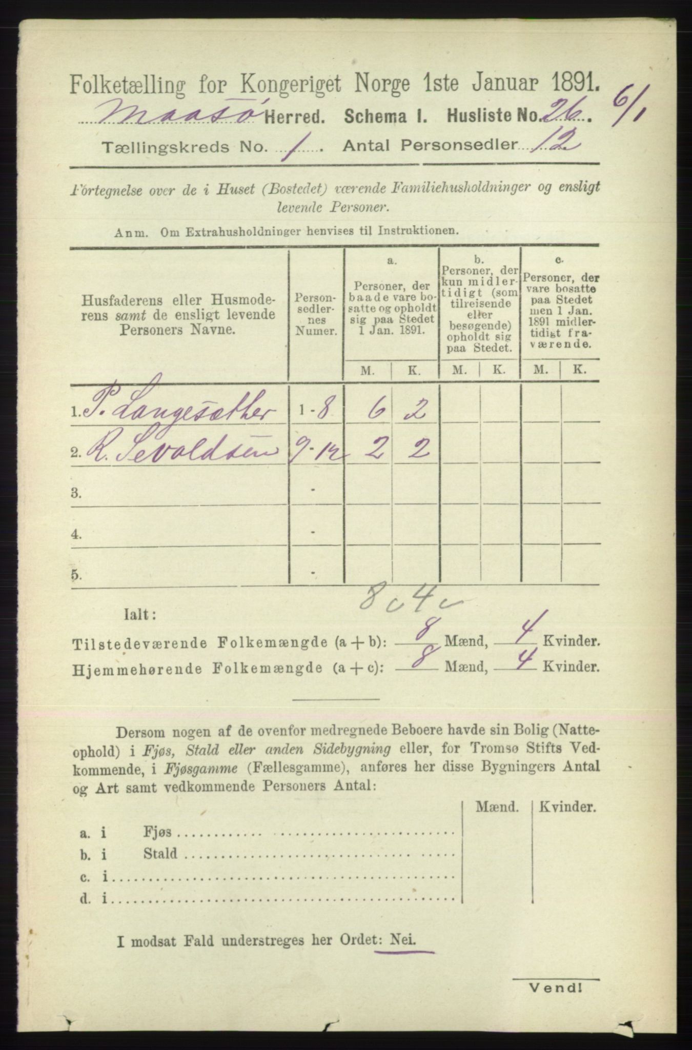 RA, 1891 census for 2018 Måsøy, 1891, p. 51