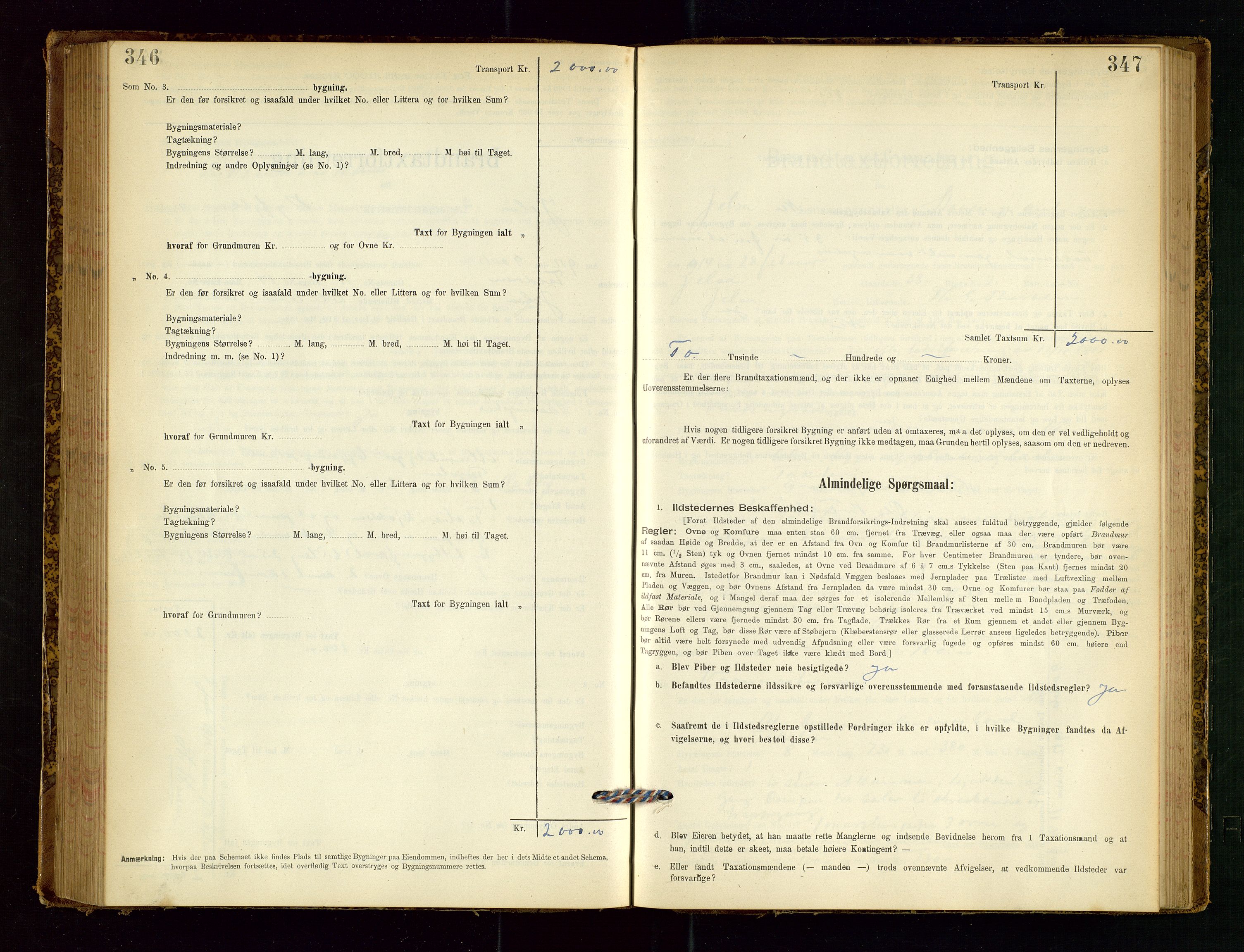 Jelsa lensmannskontor, SAST/A-100360/Gob/L0001: "Brandtaxationsprotocol", 1895-1918, p. 346-347