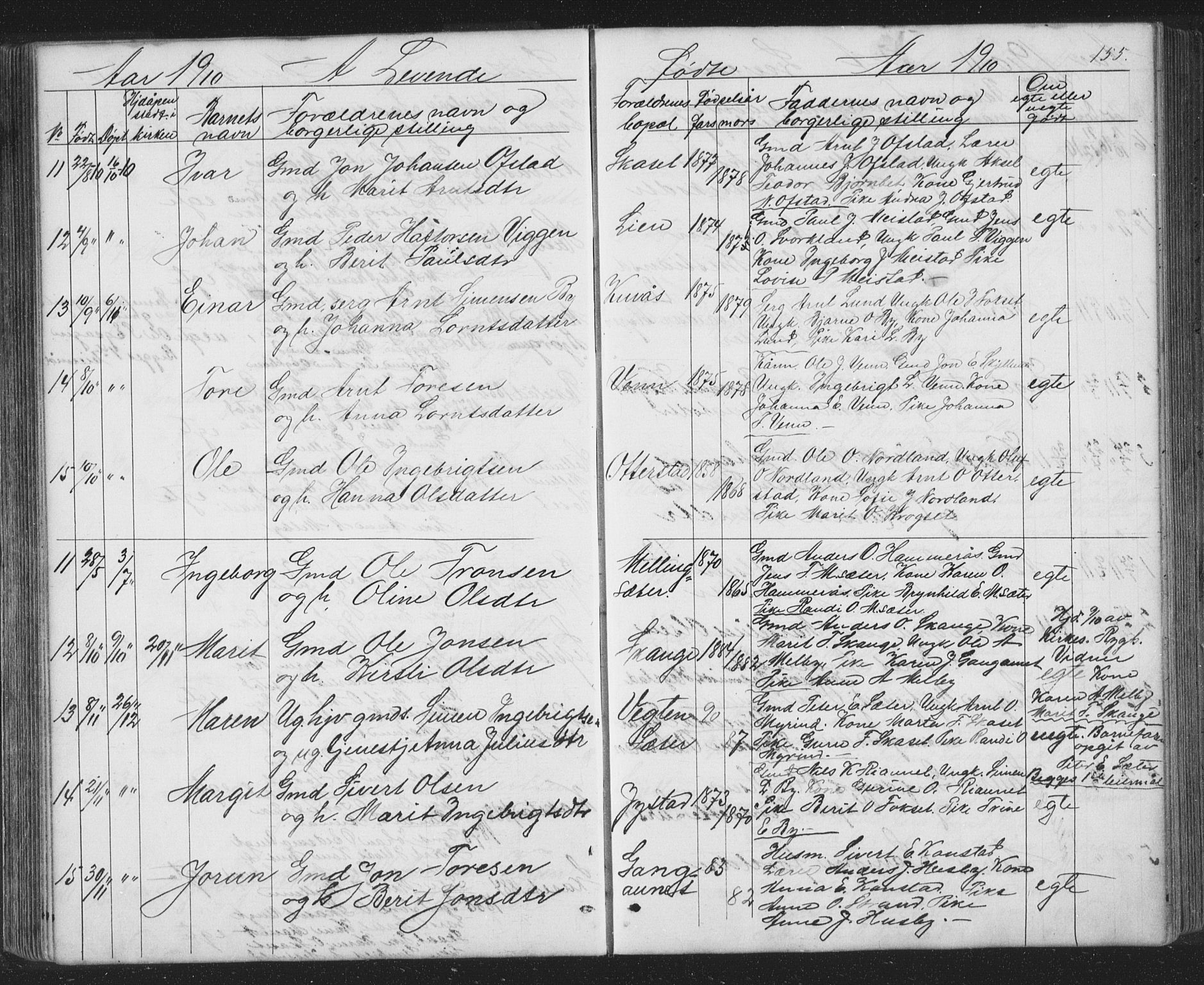 Ministerialprotokoller, klokkerbøker og fødselsregistre - Sør-Trøndelag, SAT/A-1456/667/L0798: Parish register (copy) no. 667C03, 1867-1929, p. 155