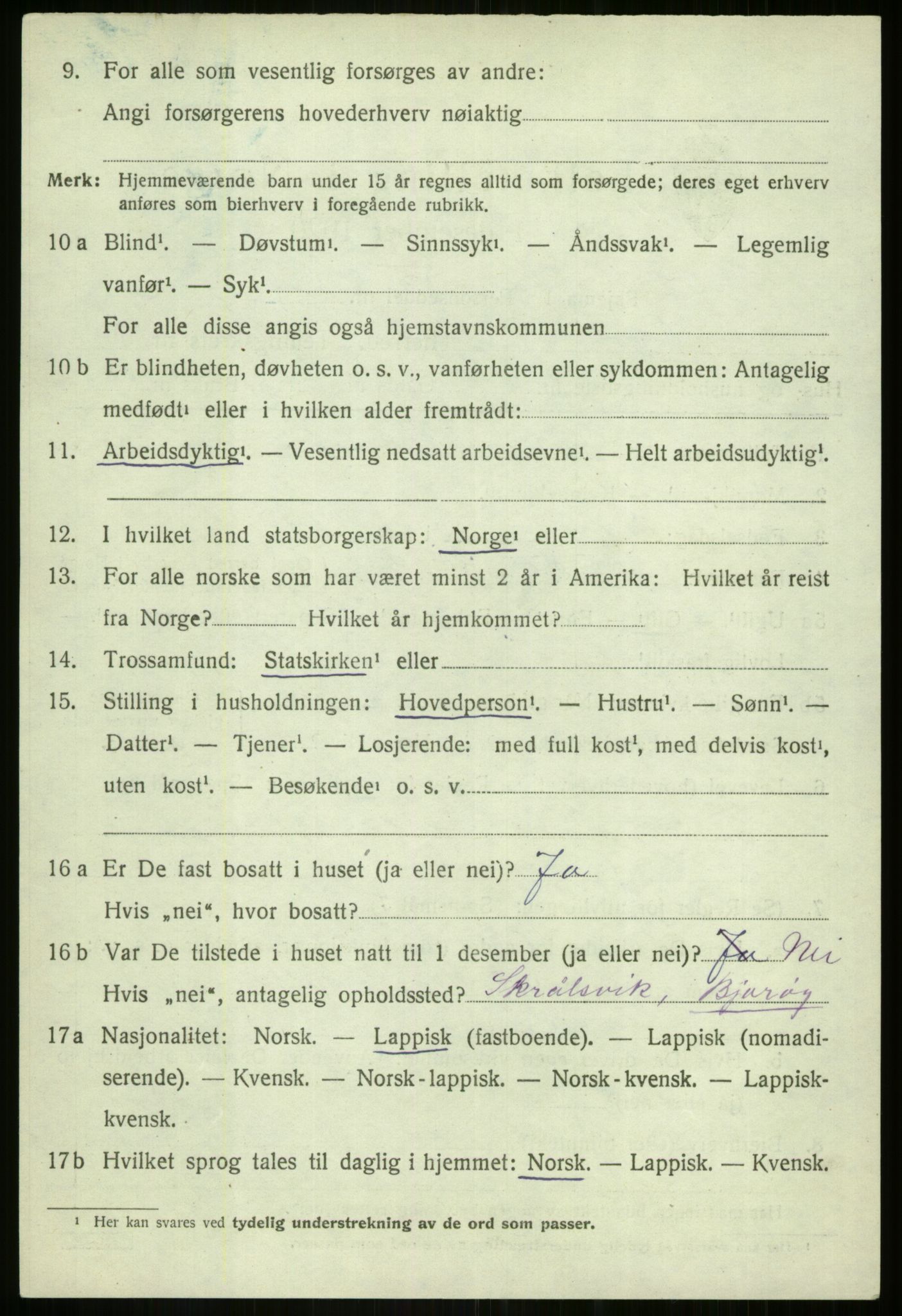 SATØ, 1920 census for Dyrøy, 1920, p. 2178