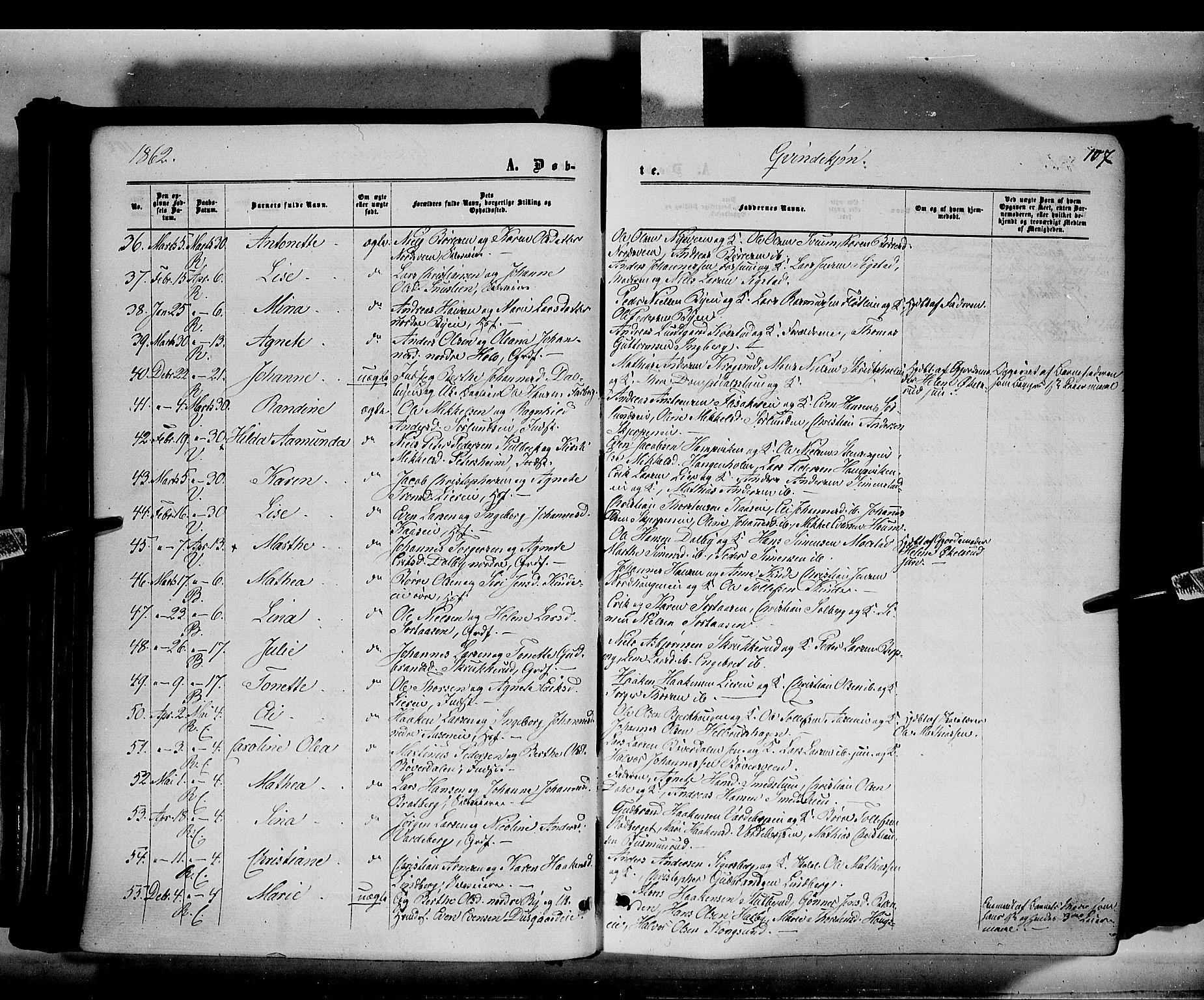 Ringsaker prestekontor, SAH/PREST-014/K/Ka/L0010: Parish register (official) no. 10, 1861-1869, p. 107