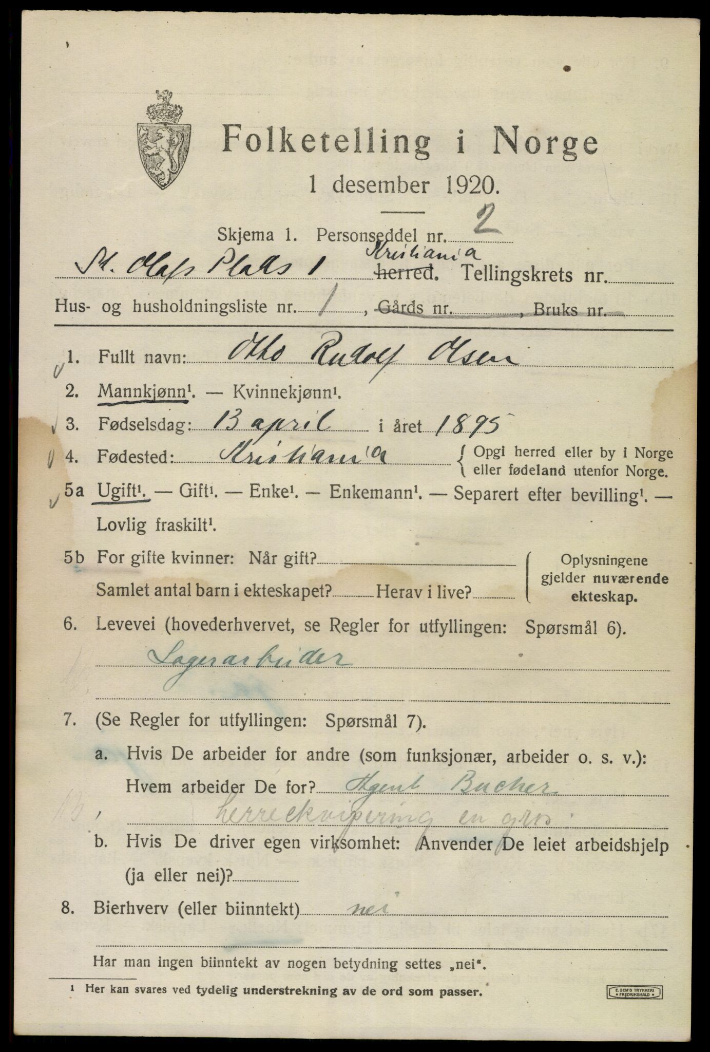 SAO, 1920 census for Kristiania, 1920, p. 535745