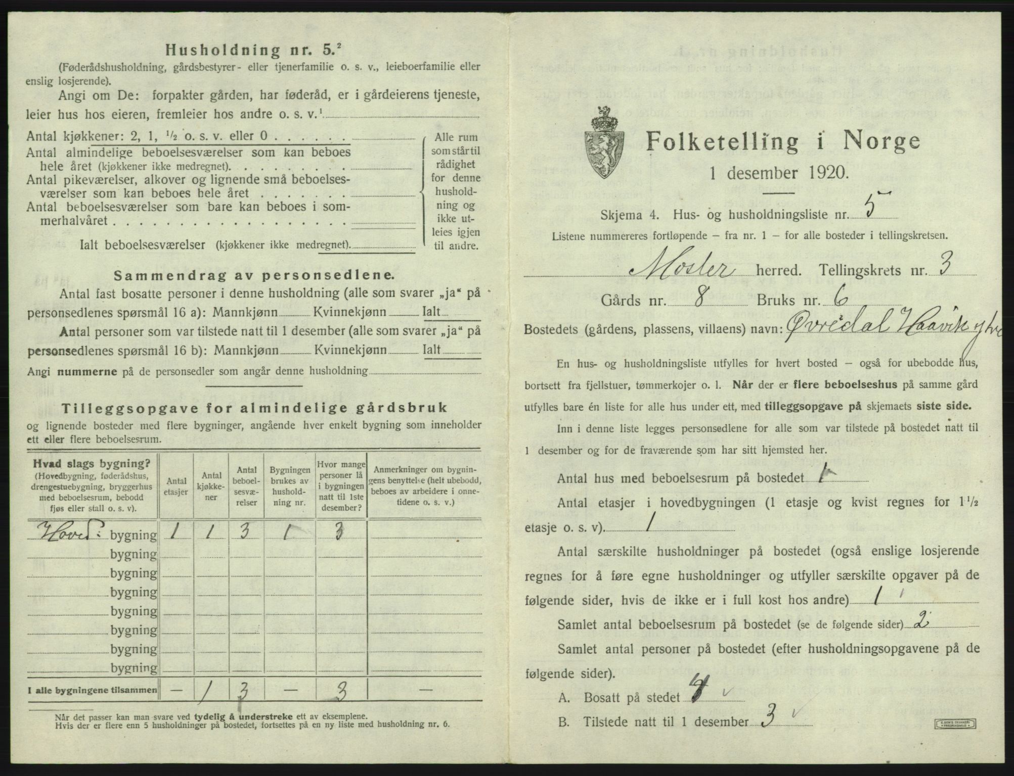 SAB, 1920 census for Moster, 1920, p. 122