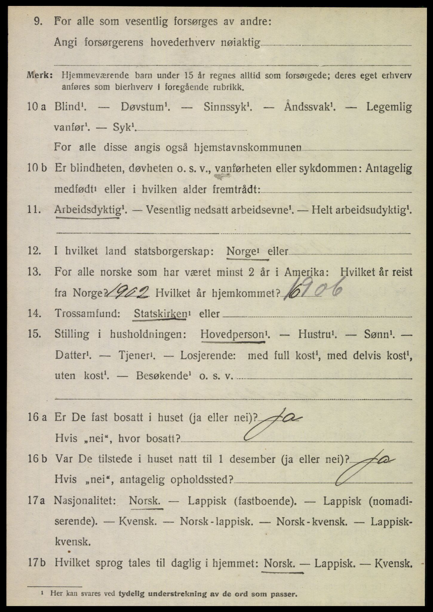 SAT, 1920 census for Nesna, 1920, p. 2800