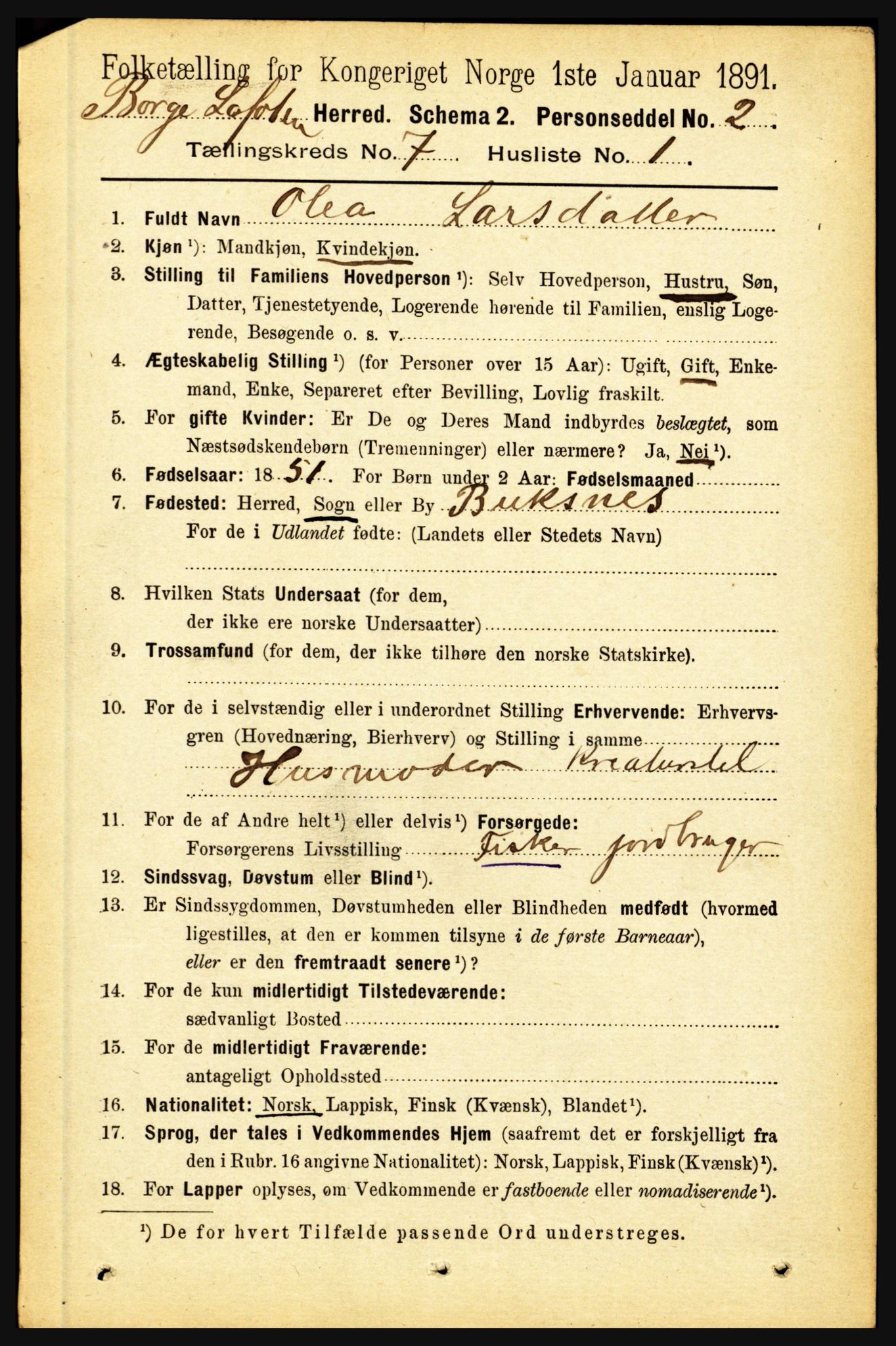 RA, 1891 census for 1862 Borge, 1891, p. 4418