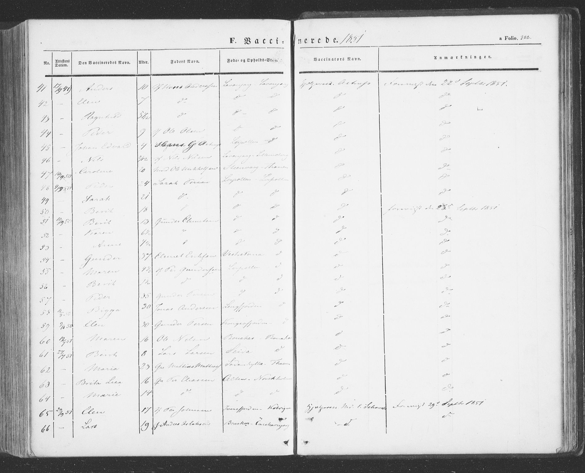 Tana sokneprestkontor, AV/SATØ-S-1334/H/Ha/L0001kirke: Parish register (official) no. 1, 1846-1861, p. 322