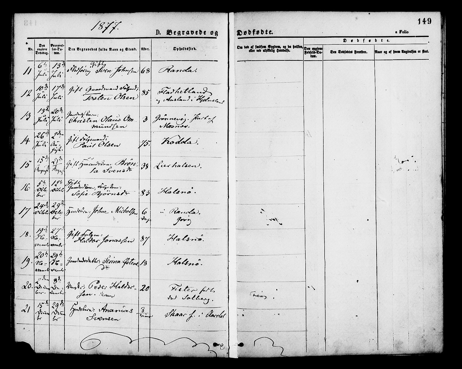 Hjelmeland sokneprestkontor, AV/SAST-A-101843/01/IV/L0013: Parish register (official) no. A 13, 1872-1886, p. 149