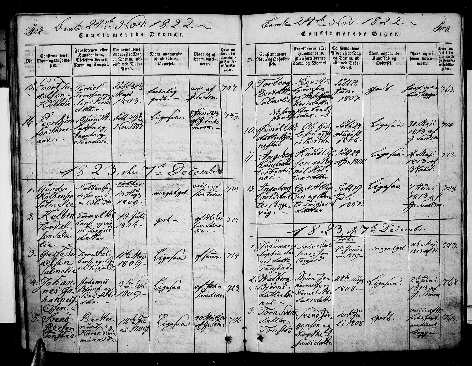 Sirdal sokneprestkontor, SAK/1111-0036/F/Fa/Fab/L0001: Parish register (official) no. A 1, 1815-1834, p. 502-503