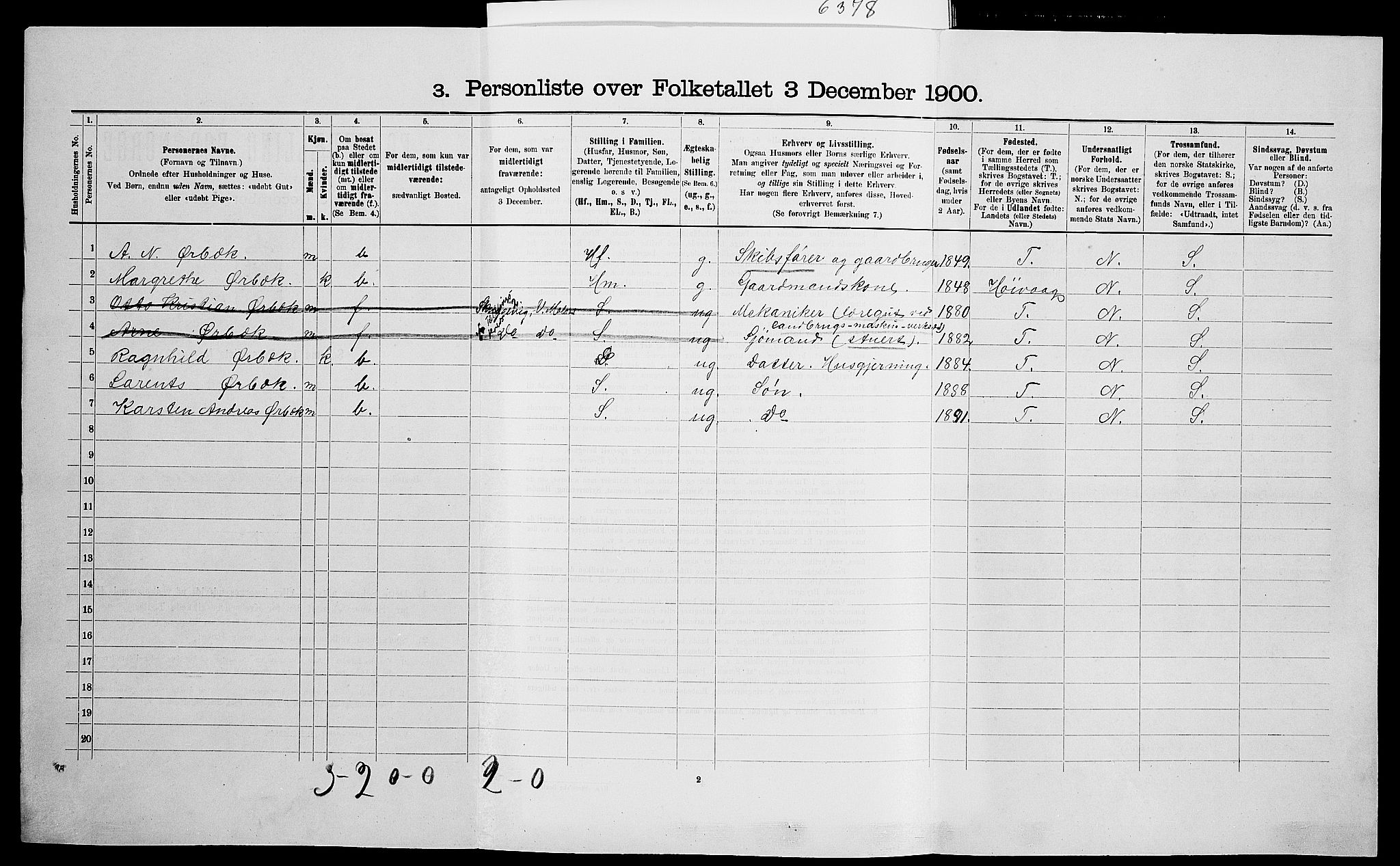 SAK, 1900 census for Vestre Moland, 1900, p. 215