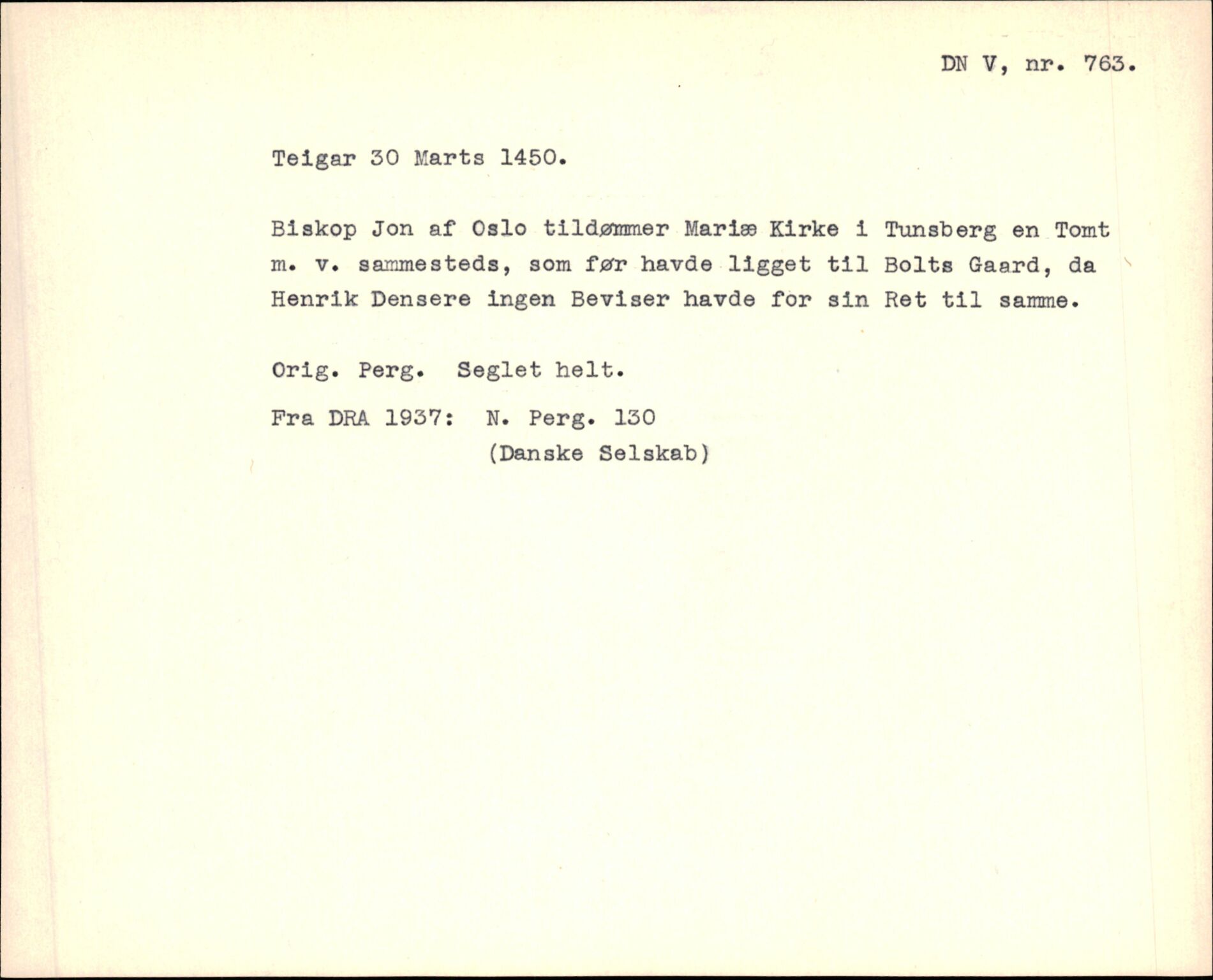 Riksarkivets diplomsamling, AV/RA-EA-5965/F35/F35f/L0003: Regestsedler: Diplomer fra DRA 1937 og 1996, p. 299