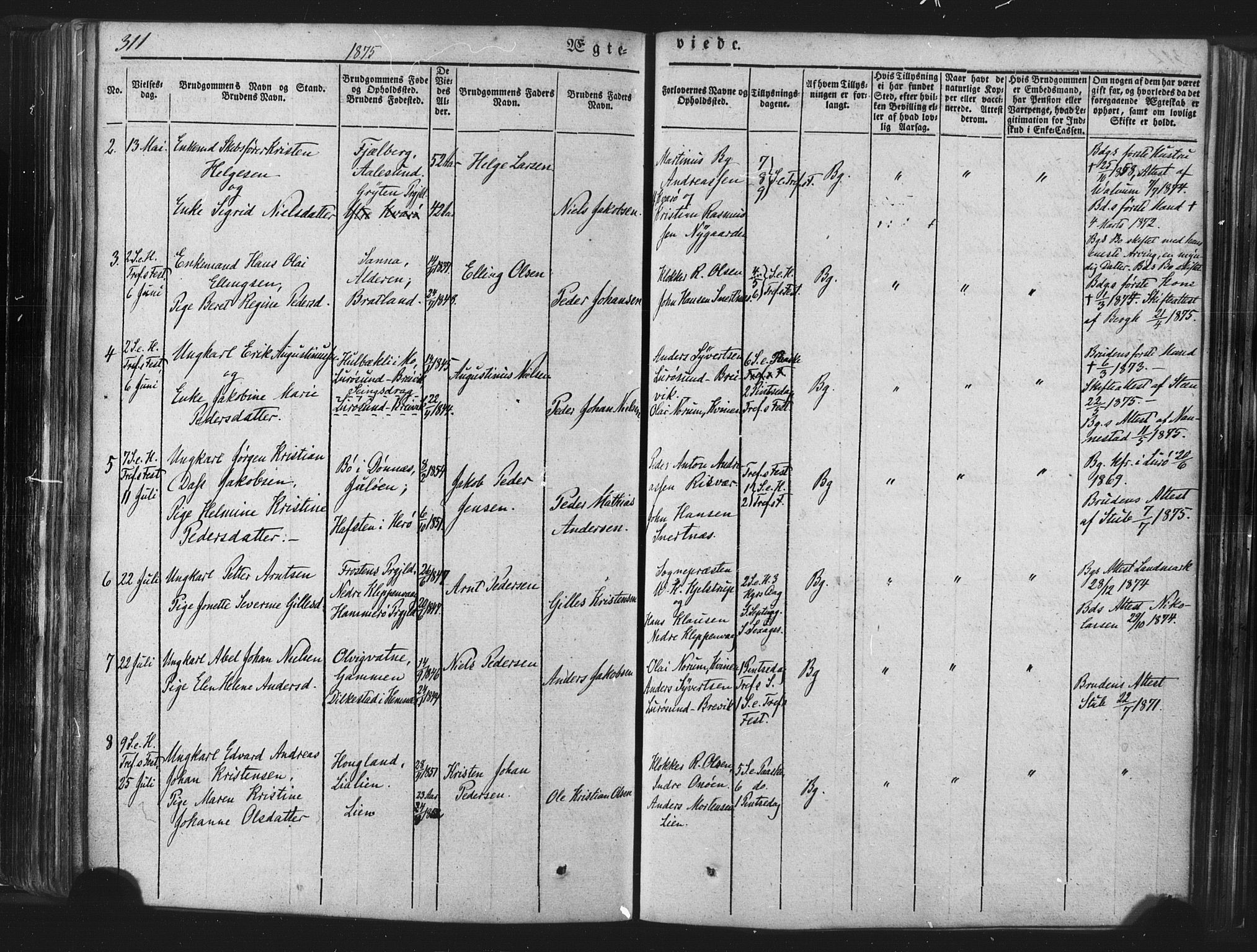 Ministerialprotokoller, klokkerbøker og fødselsregistre - Nordland, AV/SAT-A-1459/839/L0567: Parish register (official) no. 839A04, 1863-1879, p. 311