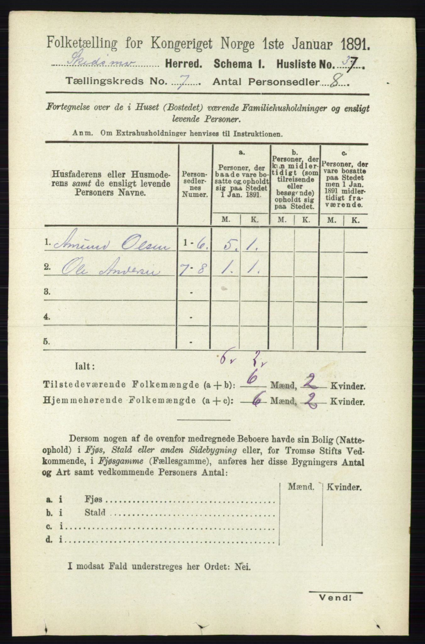 RA, 1891 census for 0231 Skedsmo, 1891, p. 3303