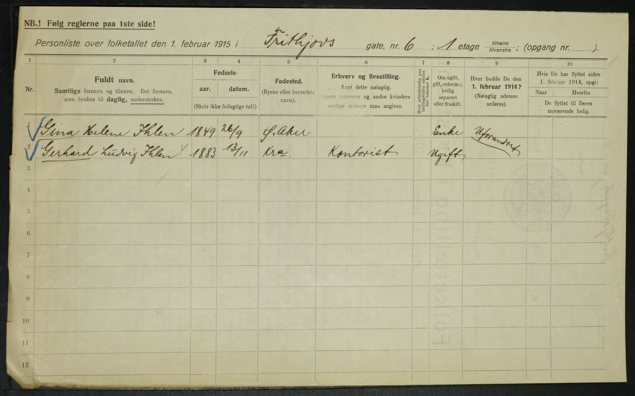 OBA, Municipal Census 1915 for Kristiania, 1915, p. 26439