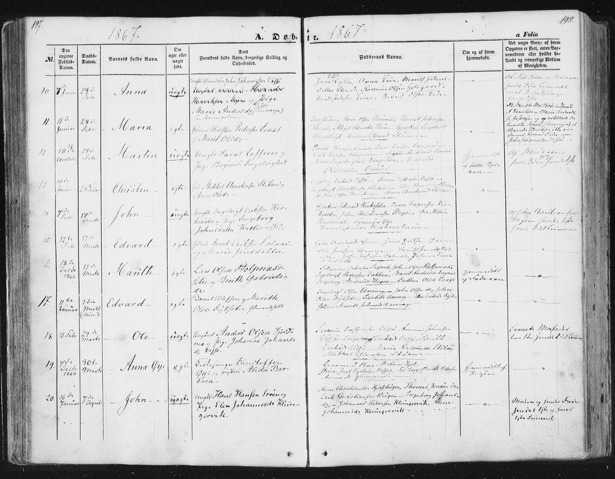 Ministerialprotokoller, klokkerbøker og fødselsregistre - Sør-Trøndelag, SAT/A-1456/630/L0494: Parish register (official) no. 630A07, 1852-1868, p. 197-198