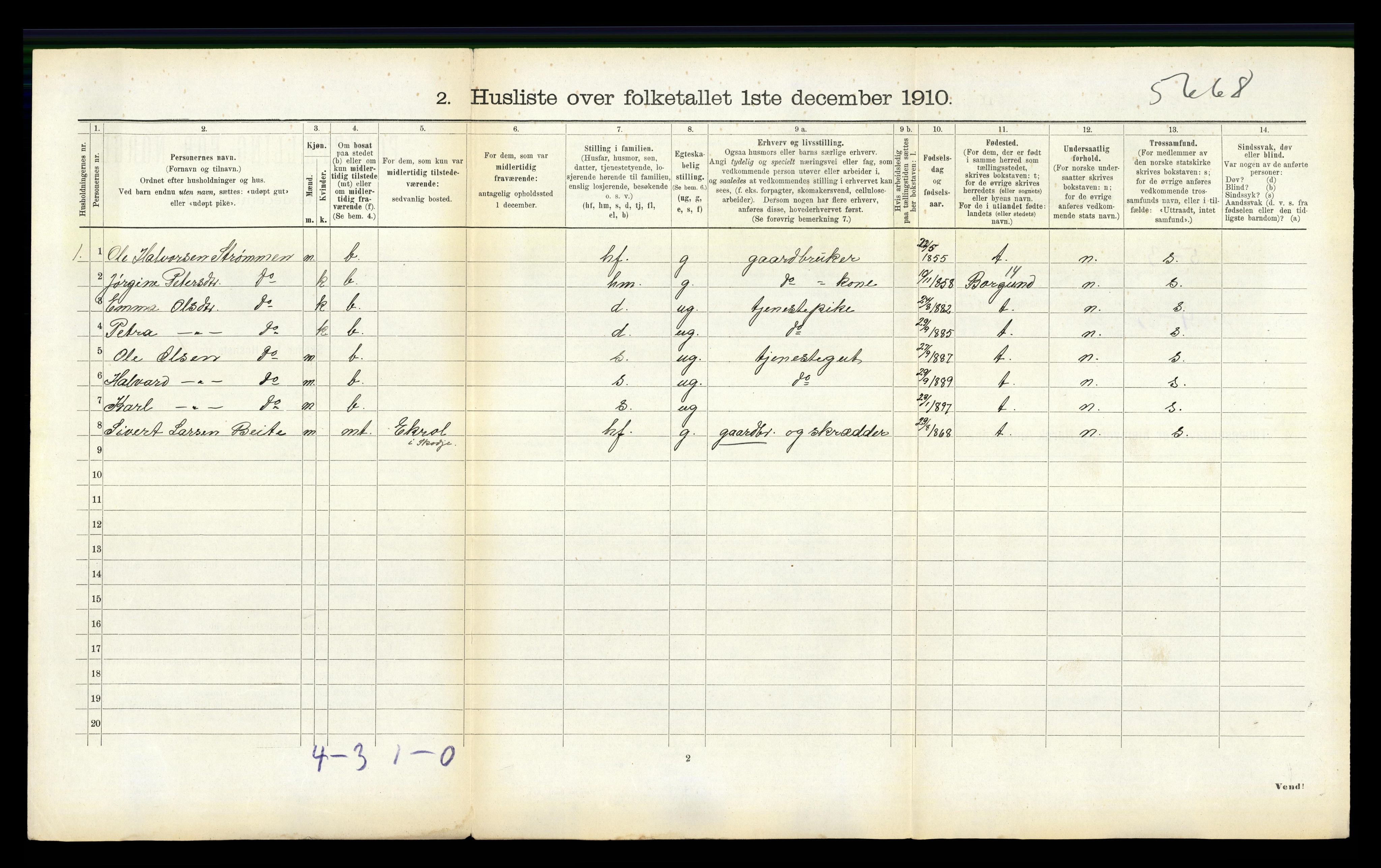 RA, 1910 census for Skodje, 1910, p. 278