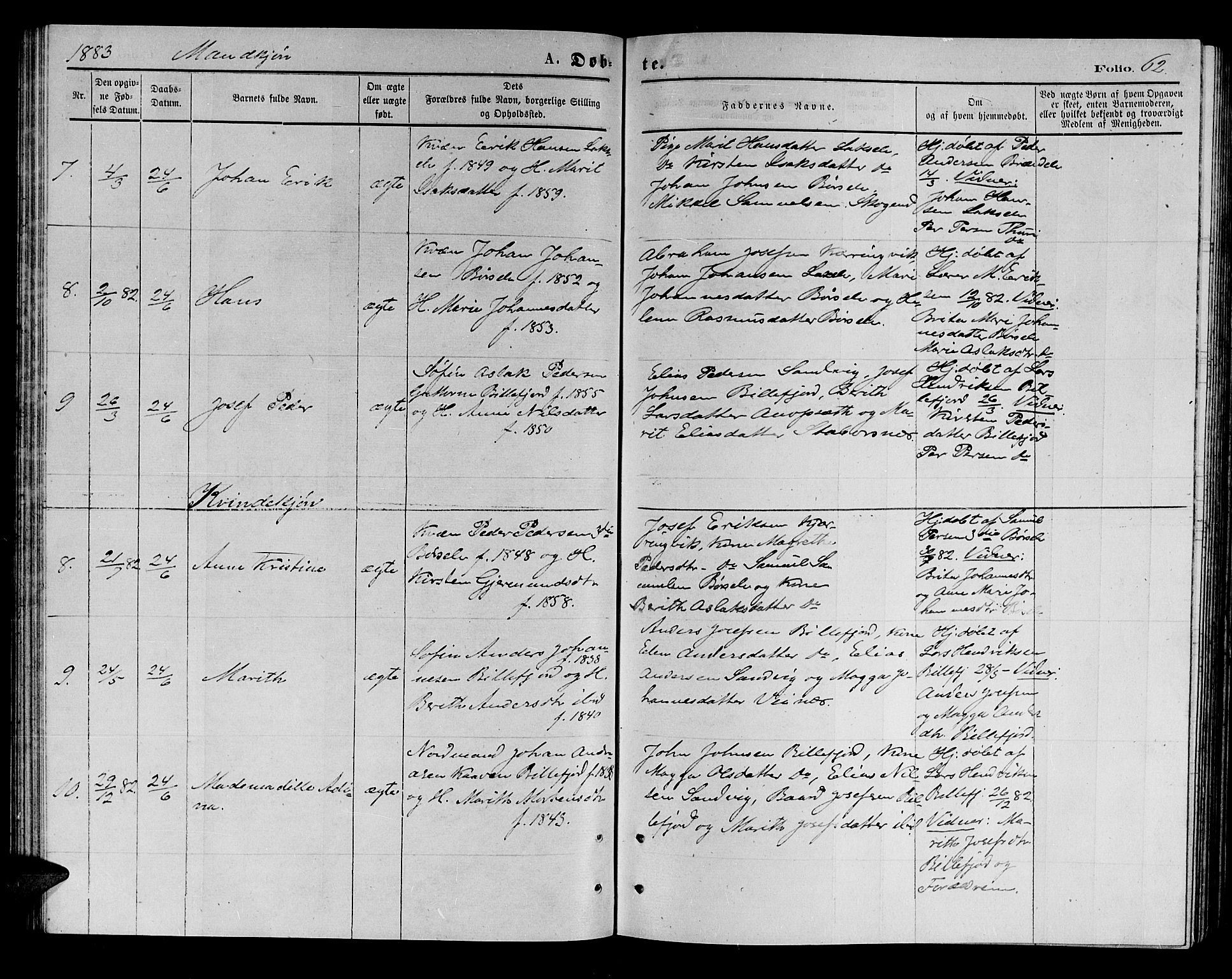 Kistrand/Porsanger sokneprestembete, SATØ/S-1351/H/Hb/L0003.klokk: Parish register (copy) no. 3, 1874-1885, p. 62