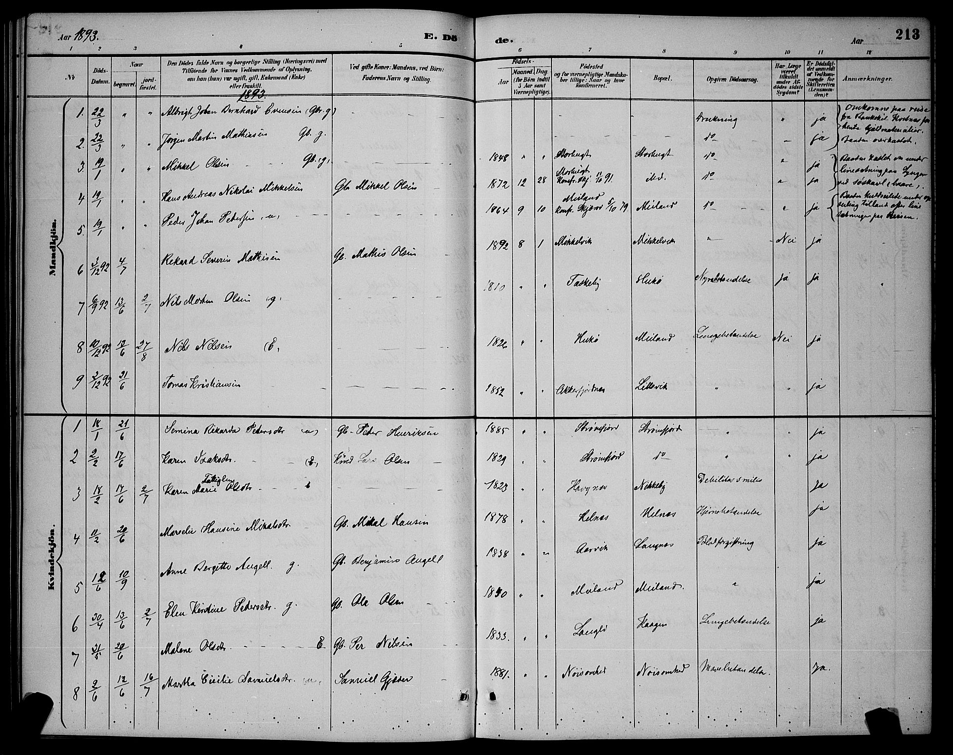 Skjervøy sokneprestkontor, SATØ/S-1300/H/Ha/Hab/L0007klokker: Parish register (copy) no. 7, 1889-1899, p. 213