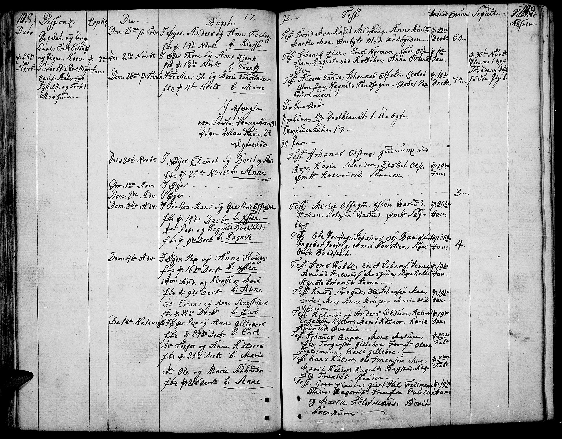 Øyer prestekontor, SAH/PREST-084/H/Ha/Haa/L0003: Parish register (official) no. 3, 1784-1824, p. 108-109