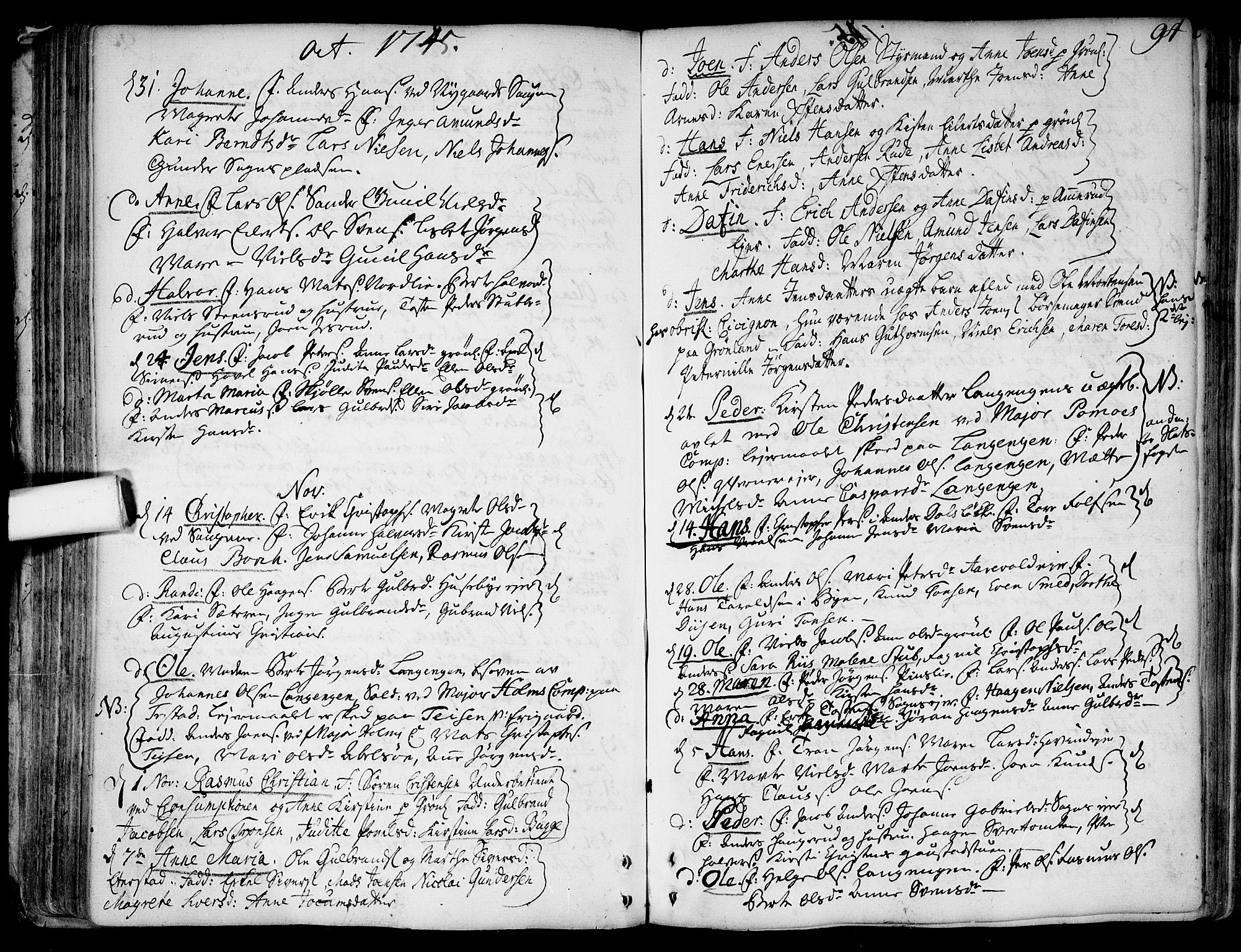Aker prestekontor kirkebøker, AV/SAO-A-10861/F/L0007: Parish register (official) no. 7, 1734-1748, p. 94