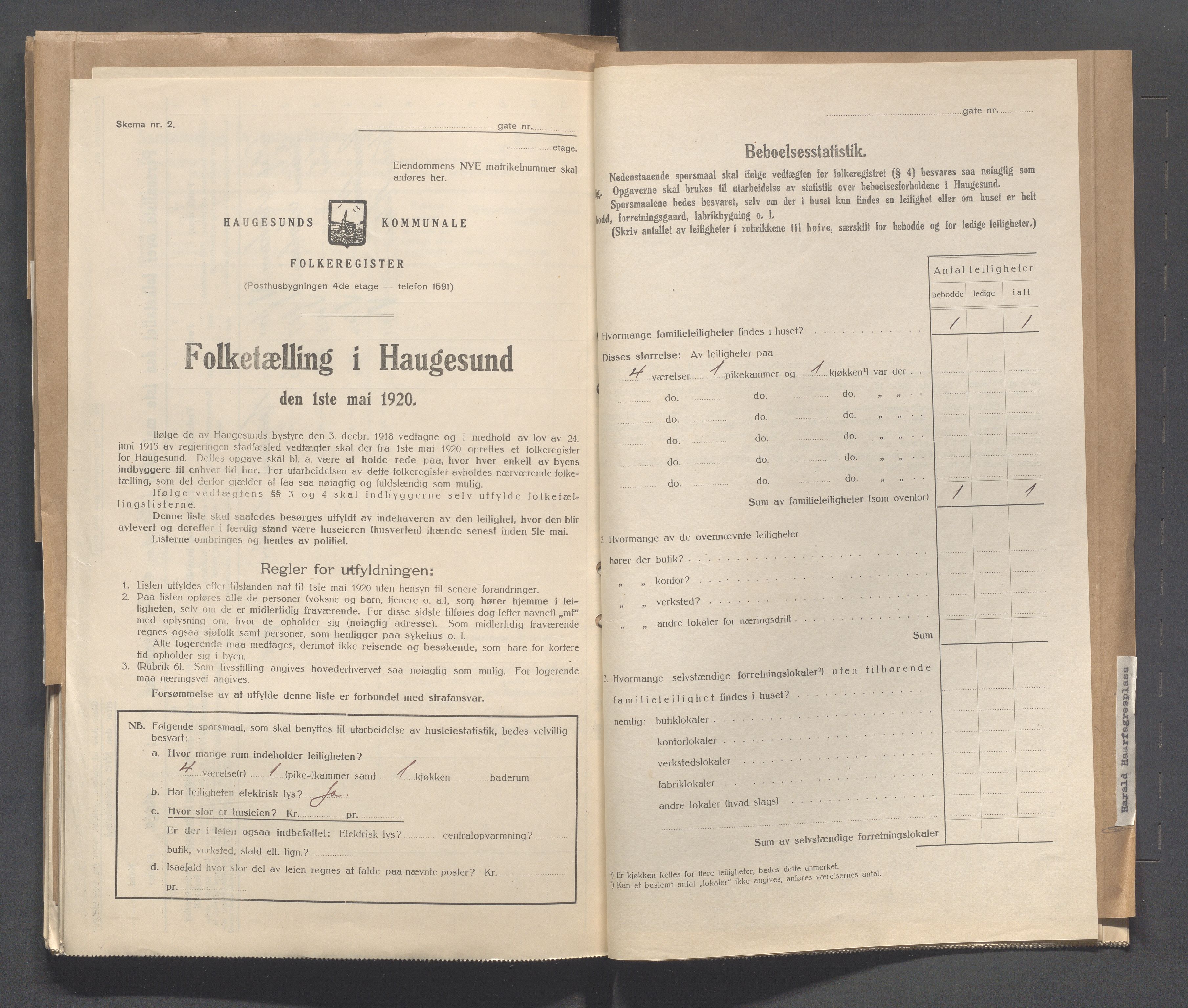 IKAR, Local census 1.5.1920 for Haugesund, 1920, p. 1119