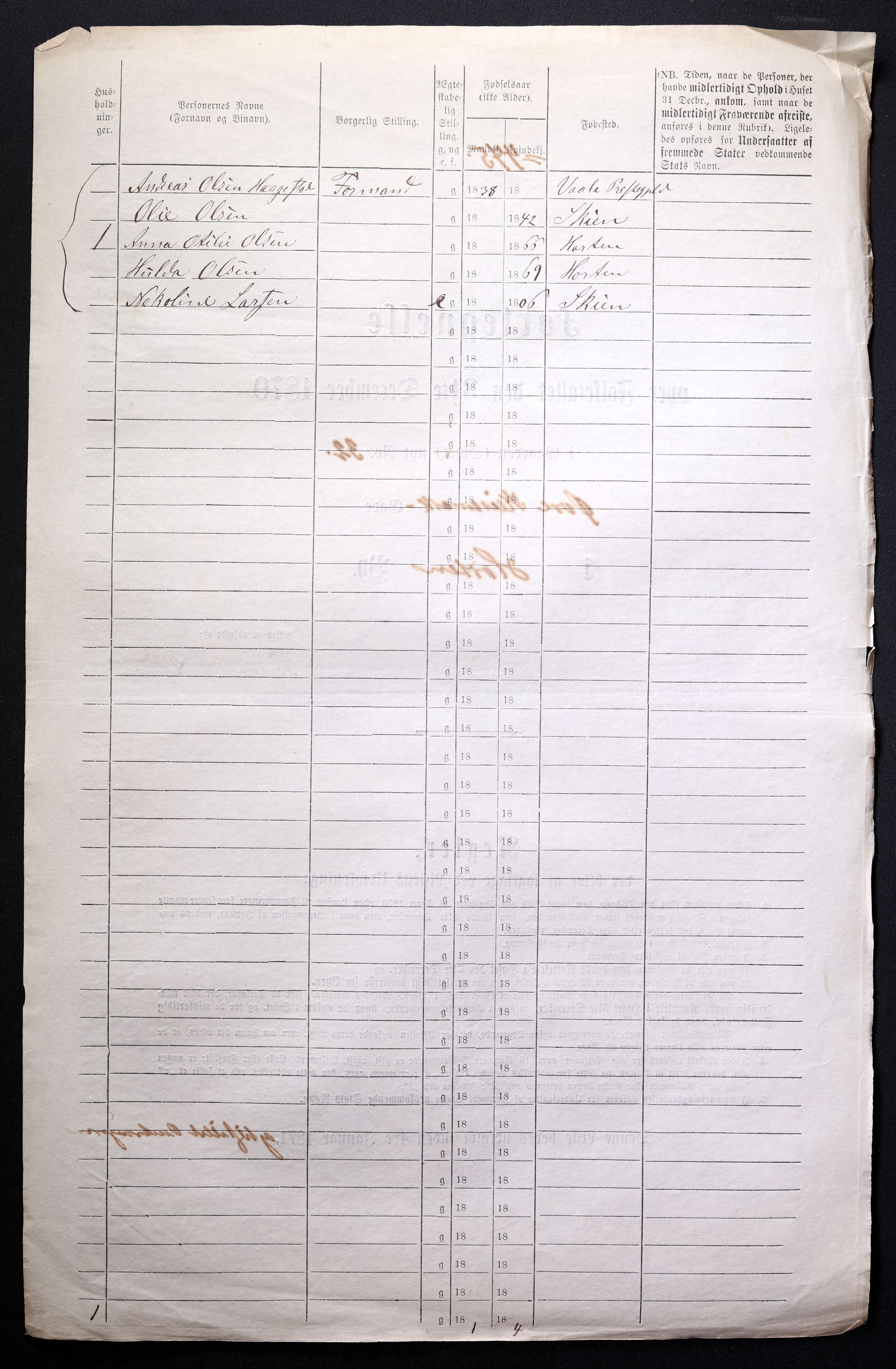 RA, 1870 census for 0703 Horten, 1870, p. 962