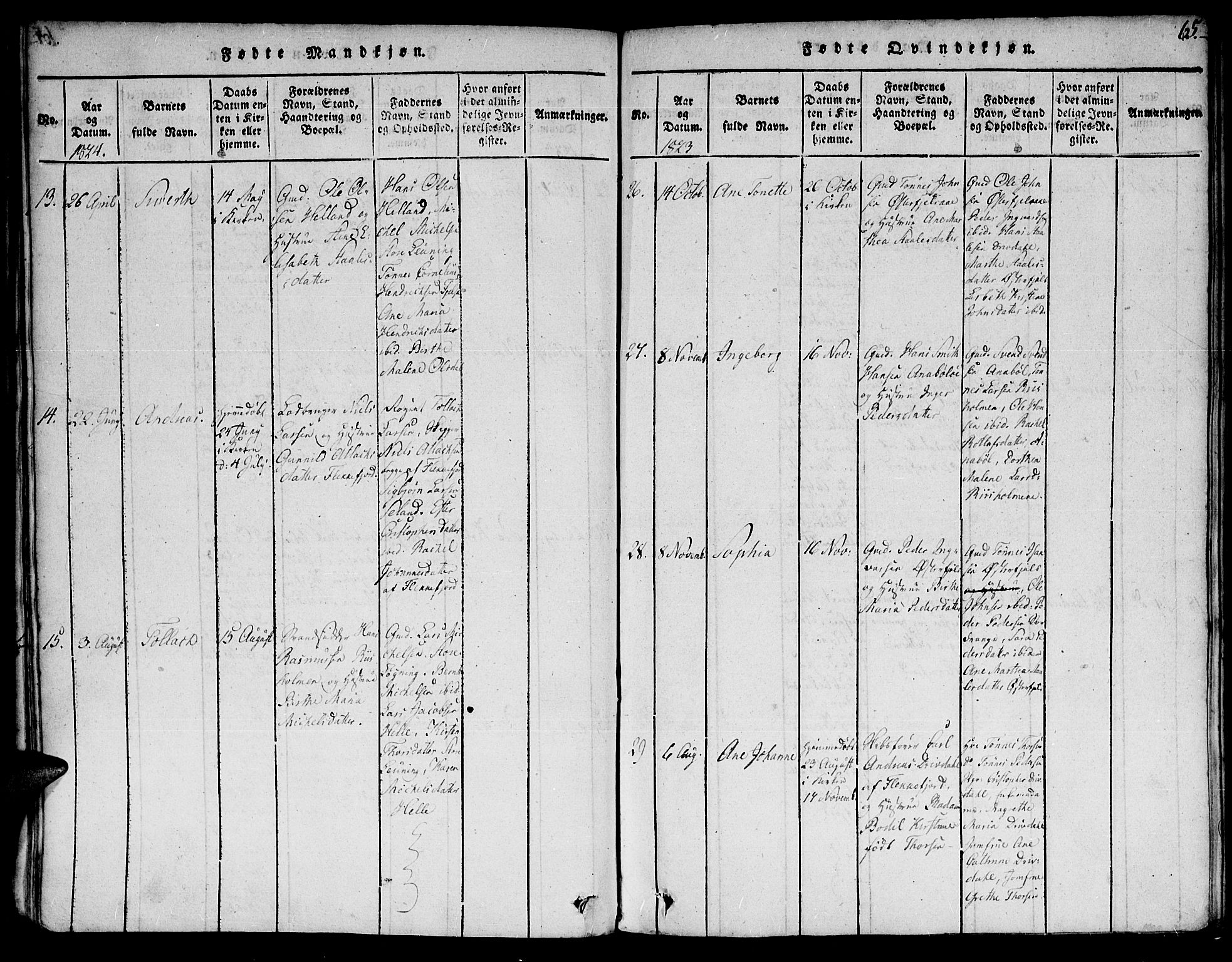 Flekkefjord sokneprestkontor, AV/SAK-1111-0012/F/Fa/Fac/L0002: Parish register (official) no. A 2, 1815-1826, p. 65