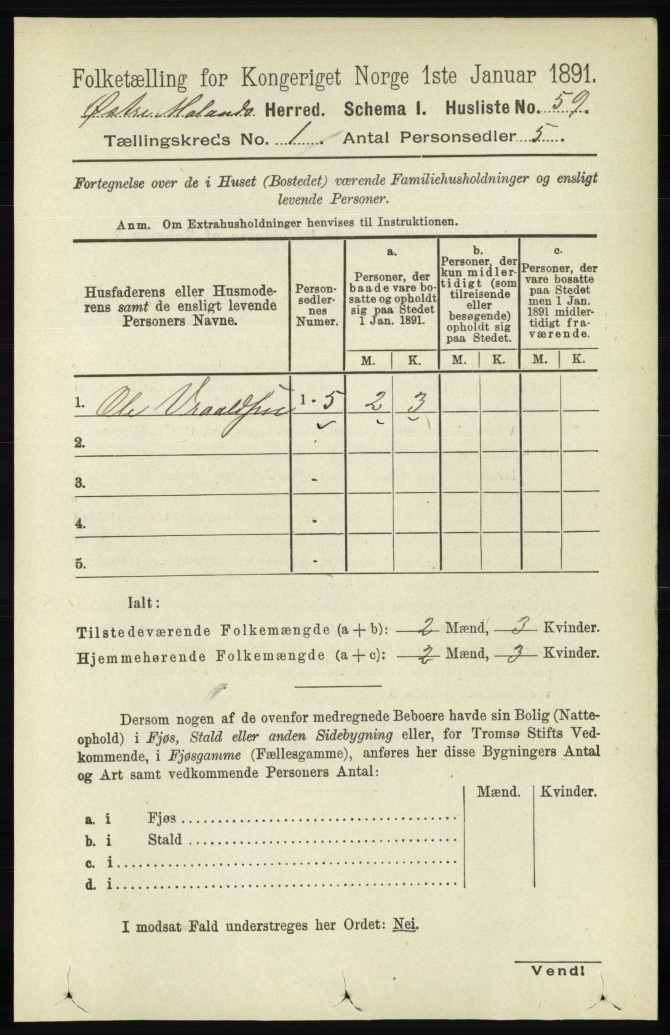 RA, 1891 census for 0918 Austre Moland, 1891, p. 79