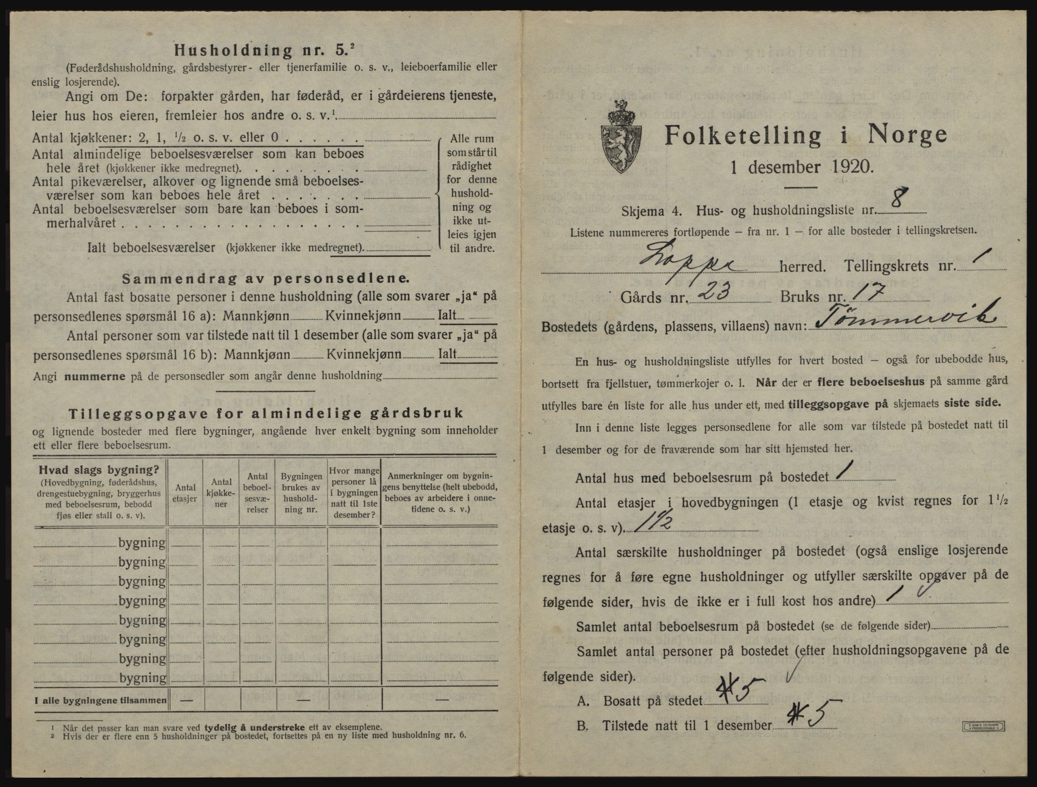 SATØ, 1920 census for Loppa, 1920, p. 48