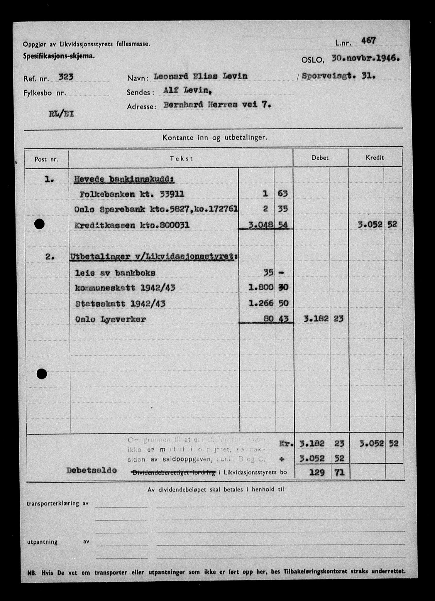 Justisdepartementet, Tilbakeføringskontoret for inndratte formuer, AV/RA-S-1564/H/Hc/Hcc/L0957: --, 1945-1947, p. 301