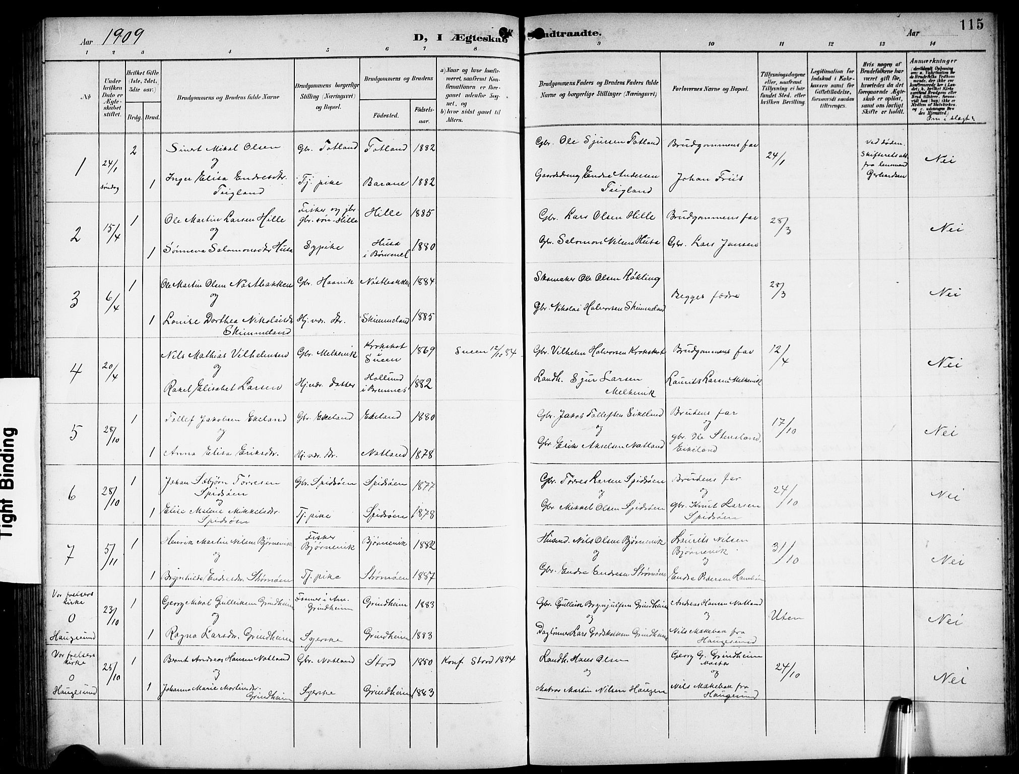 Finnås sokneprestembete, SAB/A-99925/H/Ha/Hab/Haba/L0004: Parish register (copy) no. A 4, 1901-1924, p. 115