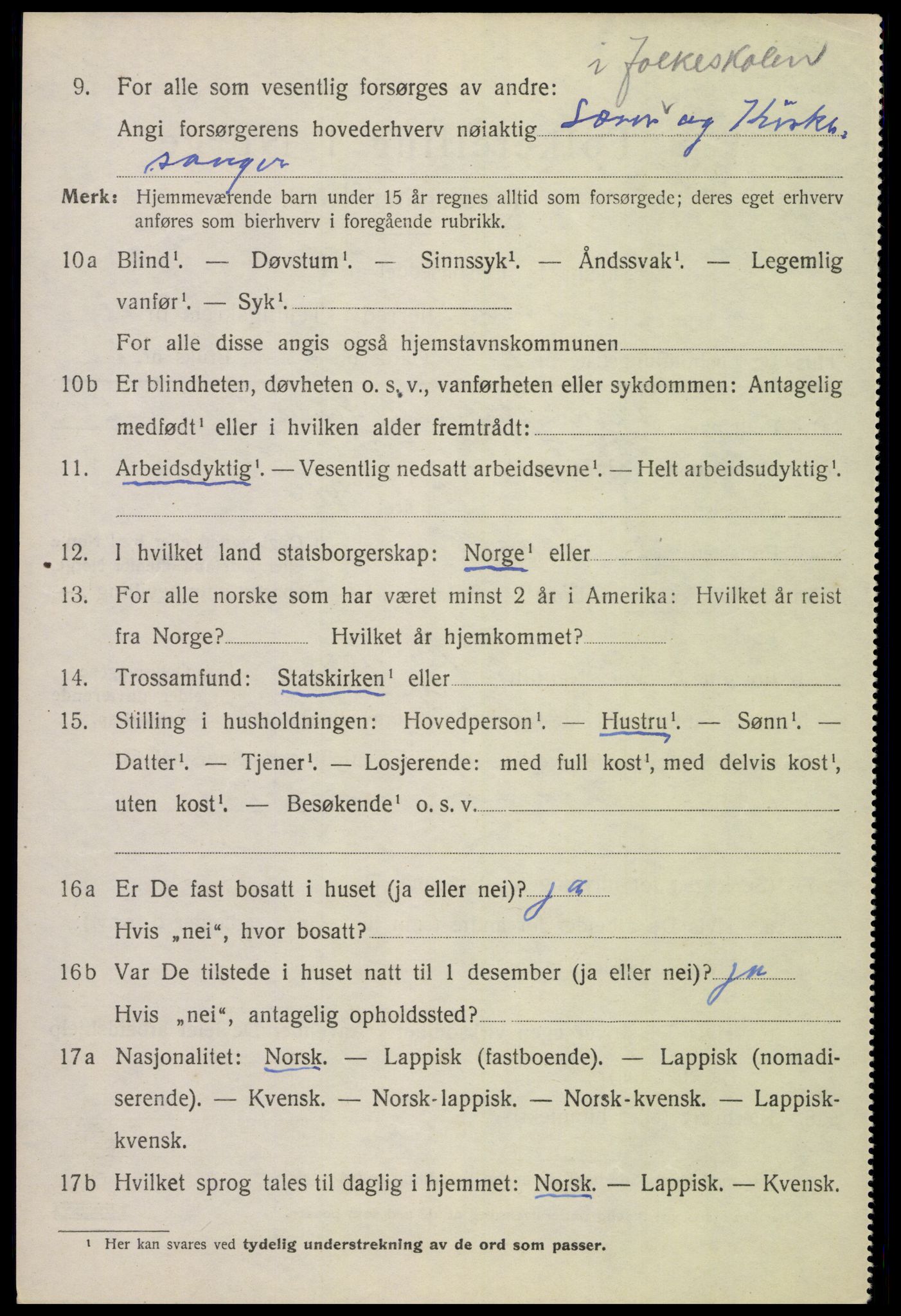 SAT, 1920 census for Evenes, 1920, p. 2417