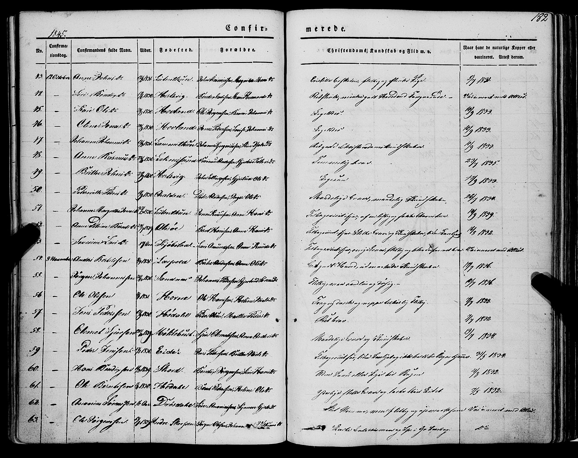 Askvoll sokneprestembete, AV/SAB-A-79501/H/Haa/Haaa/L0011/0001: Parish register (official) no. A 11 I, 1845-1864, p. 182