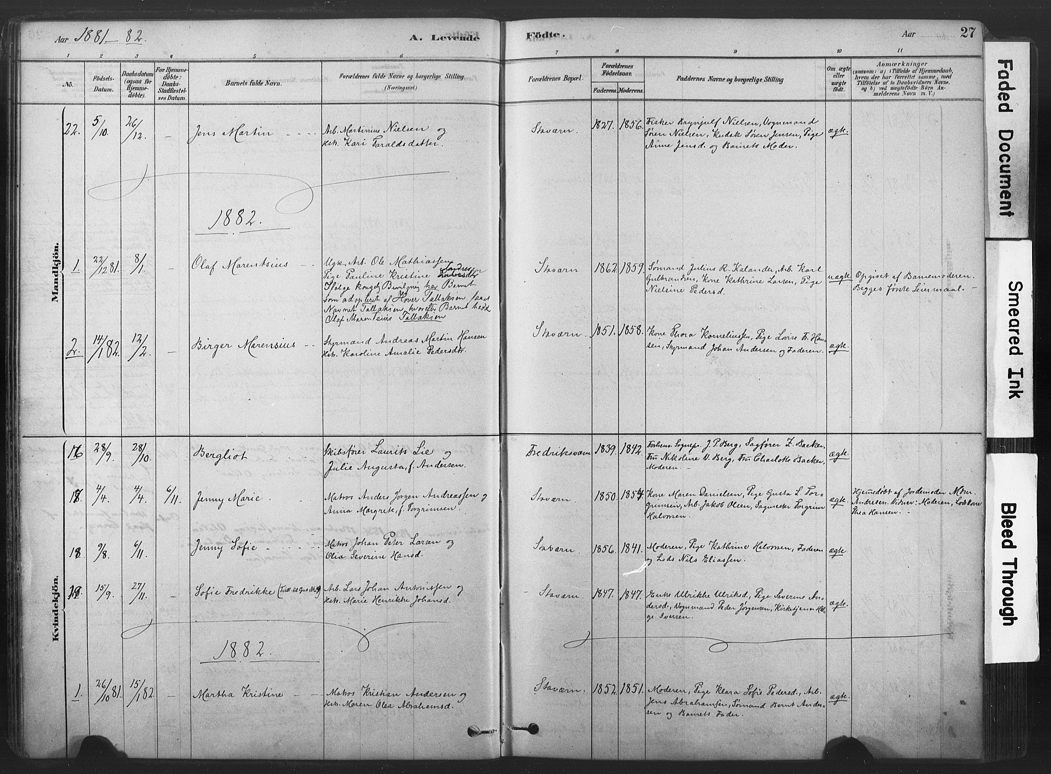 Stavern kirkebøker, AV/SAKO-A-318/F/Fa/L0008: Parish register (official) no. 8, 1878-1905, p. 27