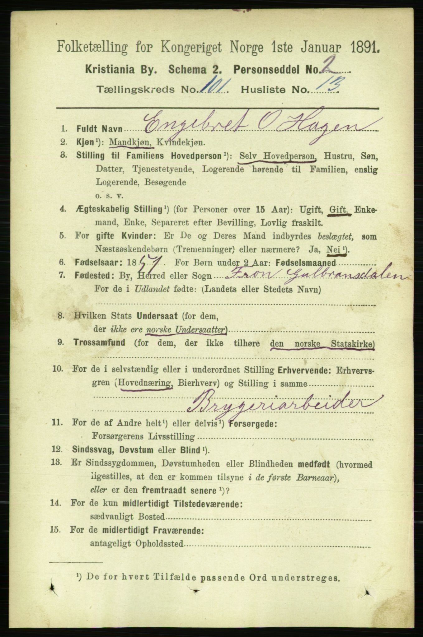 RA, 1891 census for 0301 Kristiania, 1891, p. 50248