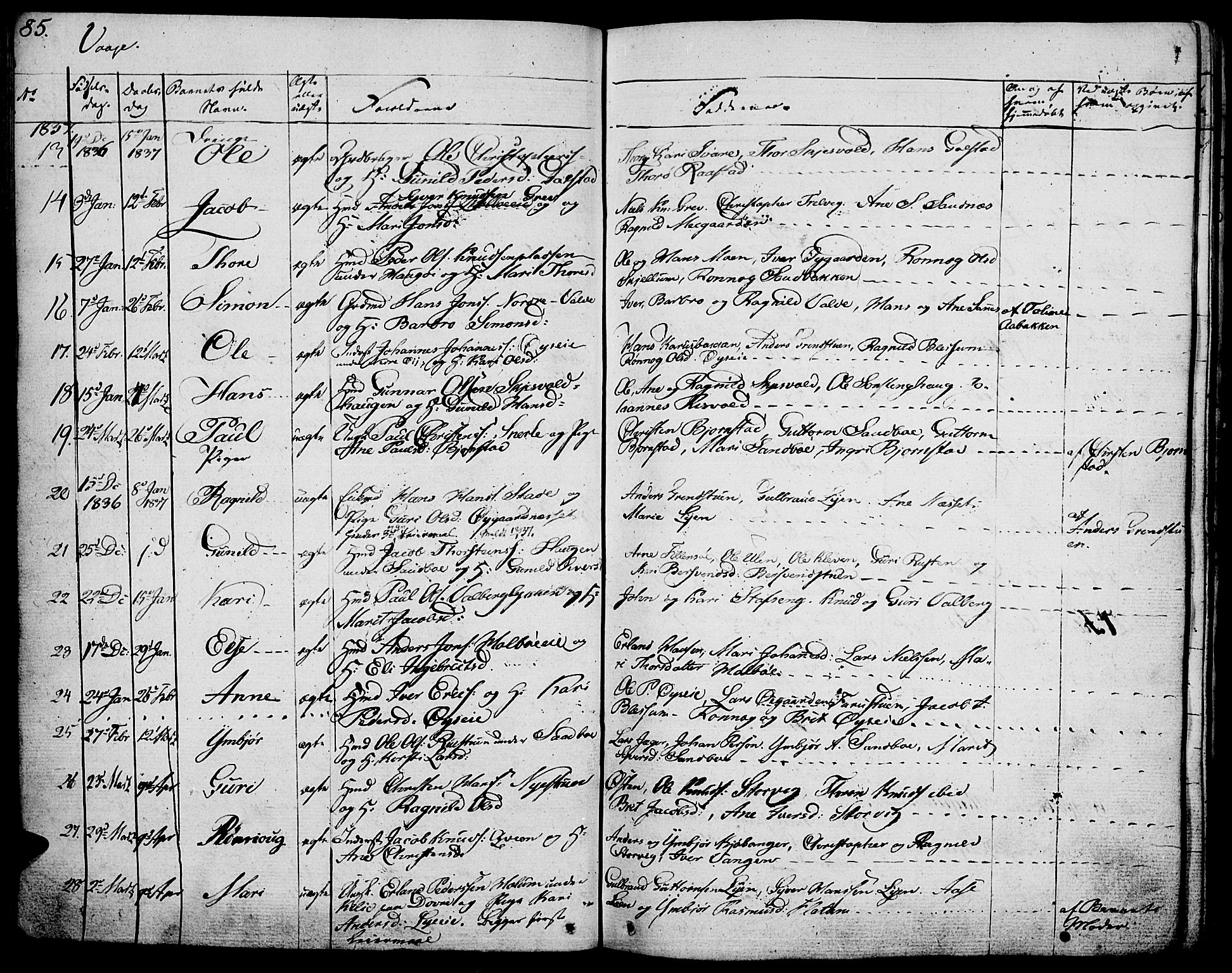 Vågå prestekontor, AV/SAH-PREST-076/H/Ha/Haa/L0004: Parish register (official) no. 4 /1, 1827-1842, p. 85