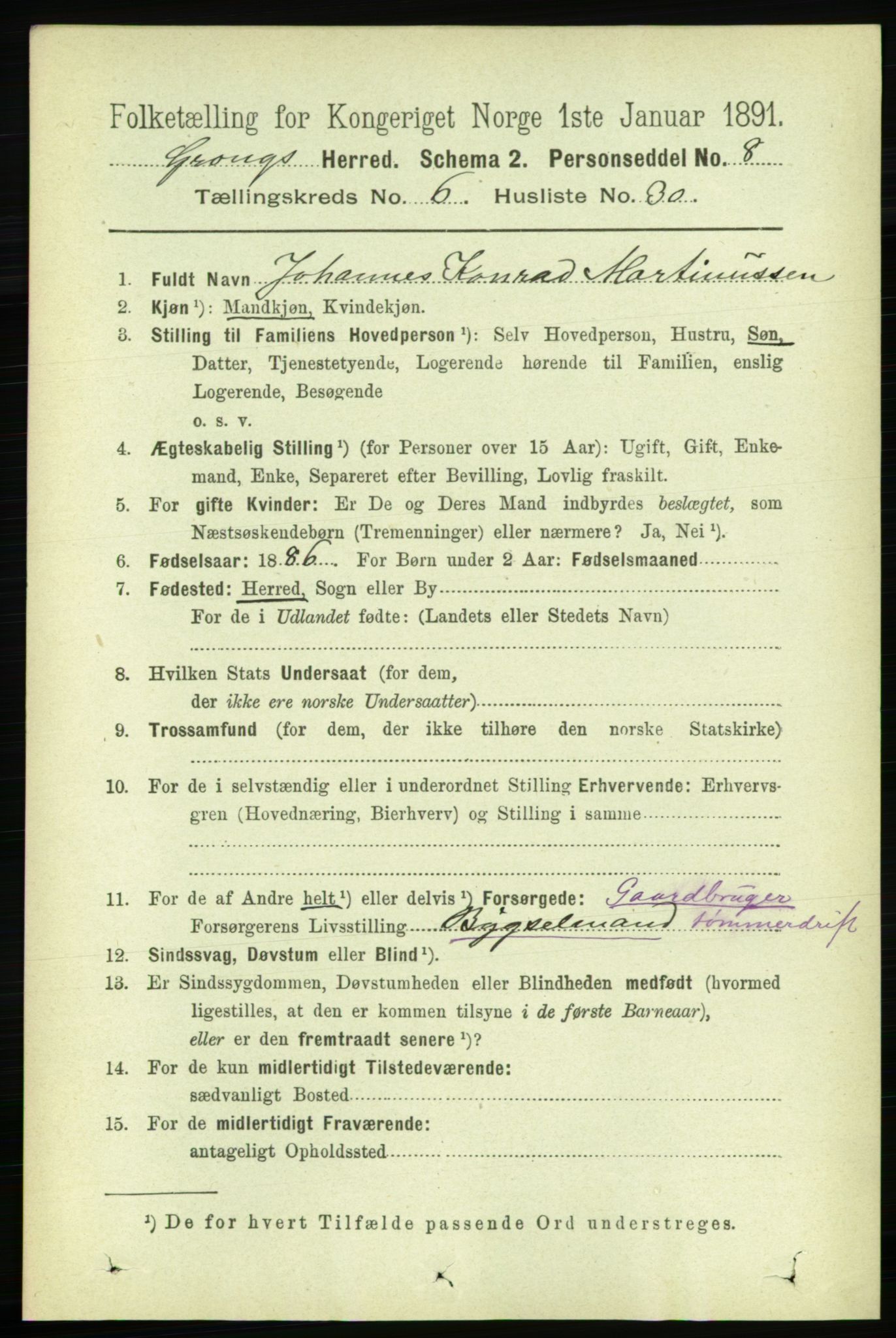 RA, 1891 census for 1742 Grong, 1891, p. 2536