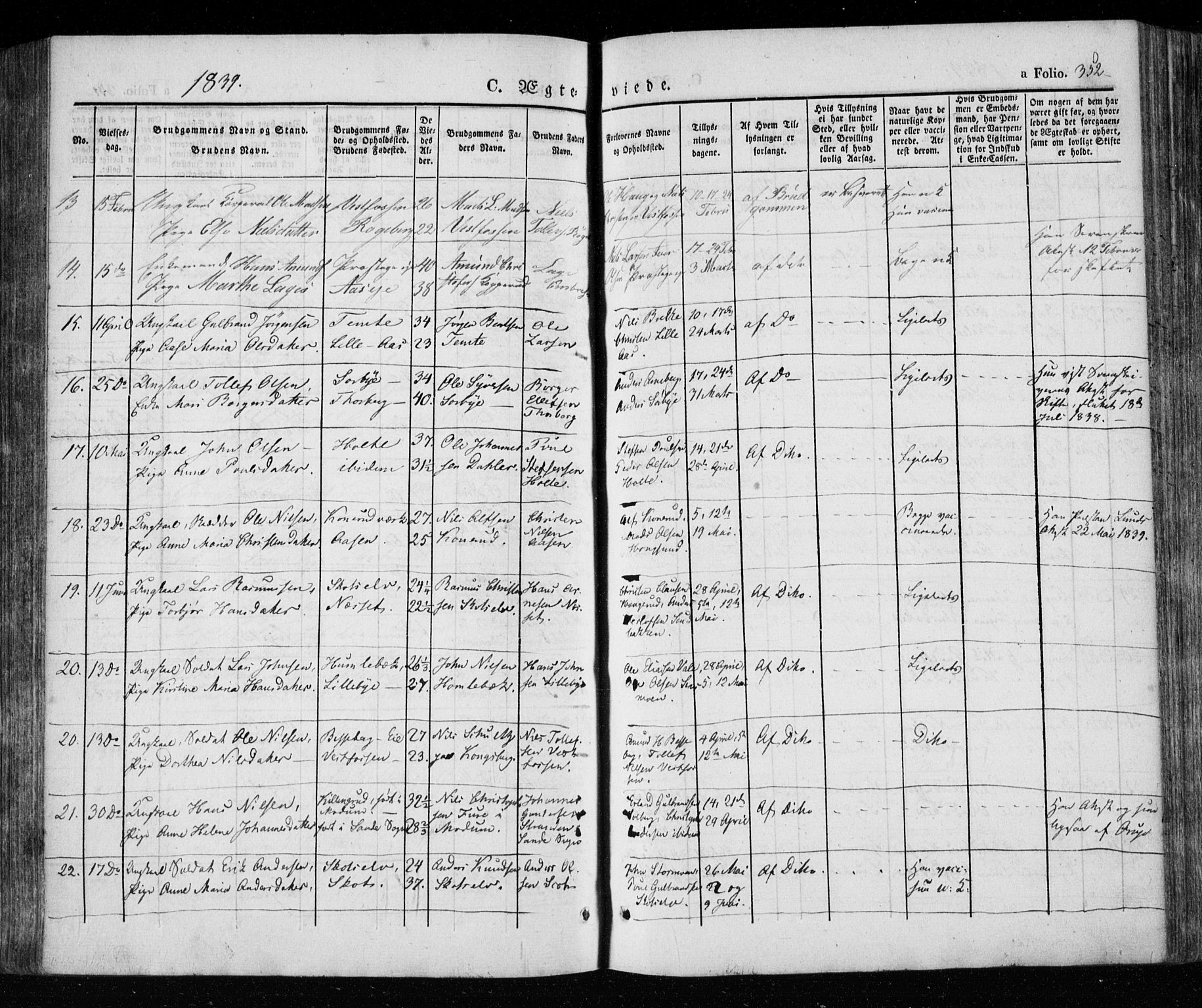 Eiker kirkebøker, AV/SAKO-A-4/F/Fa/L0013a: Parish register (official) no. I 13A, 1832-1845, p. 352