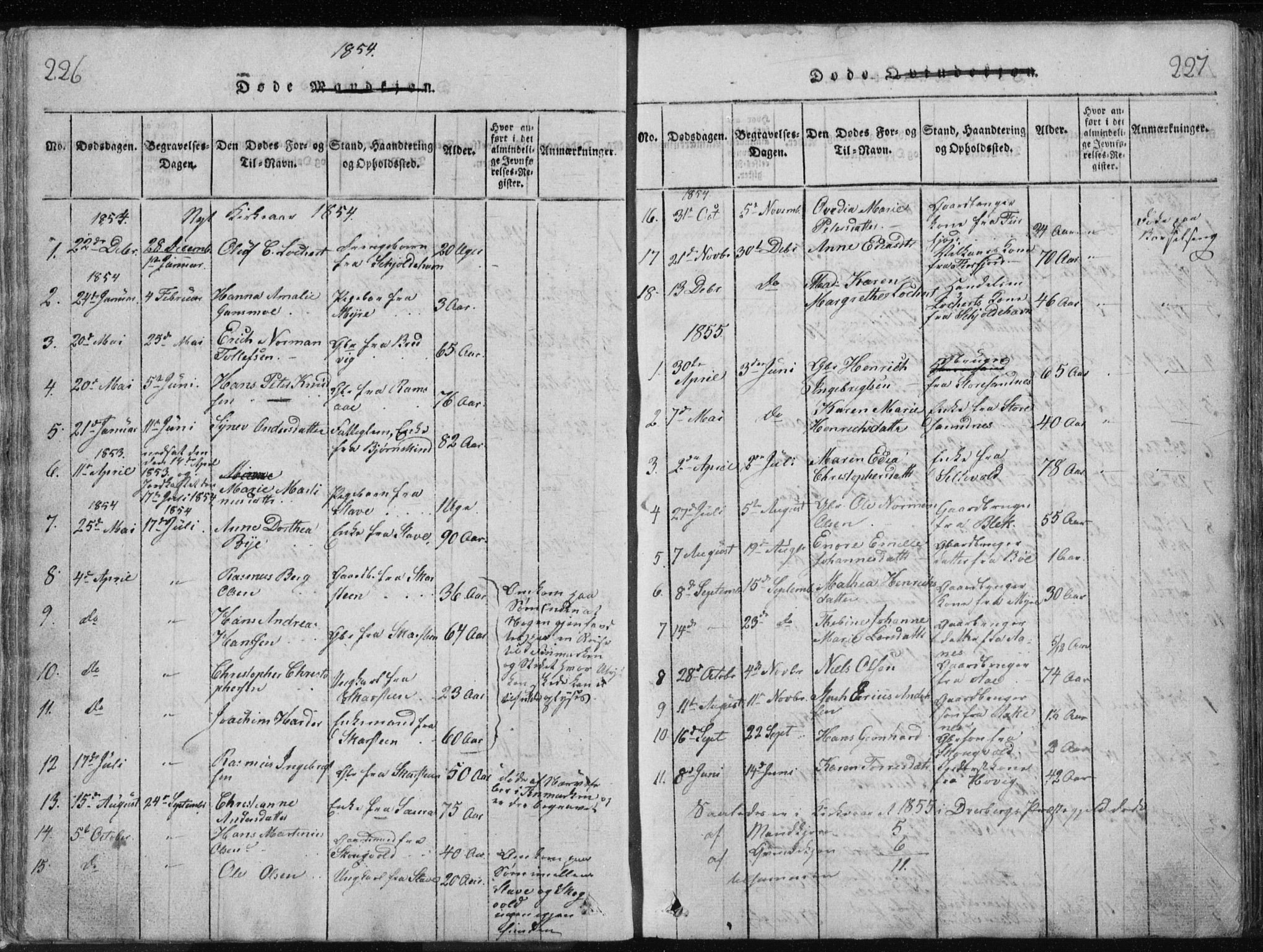 Ministerialprotokoller, klokkerbøker og fødselsregistre - Nordland, AV/SAT-A-1459/897/L1411: Parish register (copy) no. 897C01, 1820-1866, p. 226-227