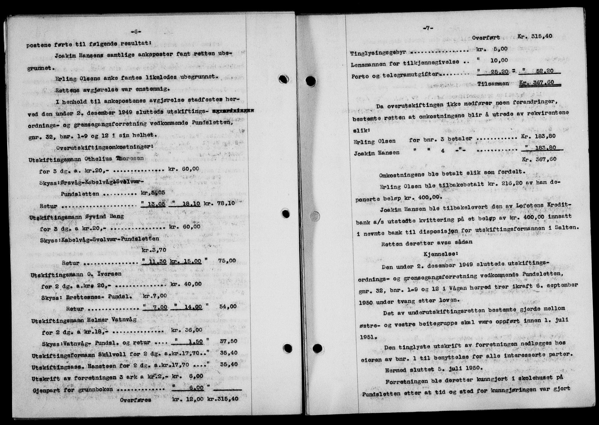 Lofoten sorenskriveri, SAT/A-0017/1/2/2C/L0025a: Mortgage book no. 25a, 1950-1951, Diary no: : 3275/1950