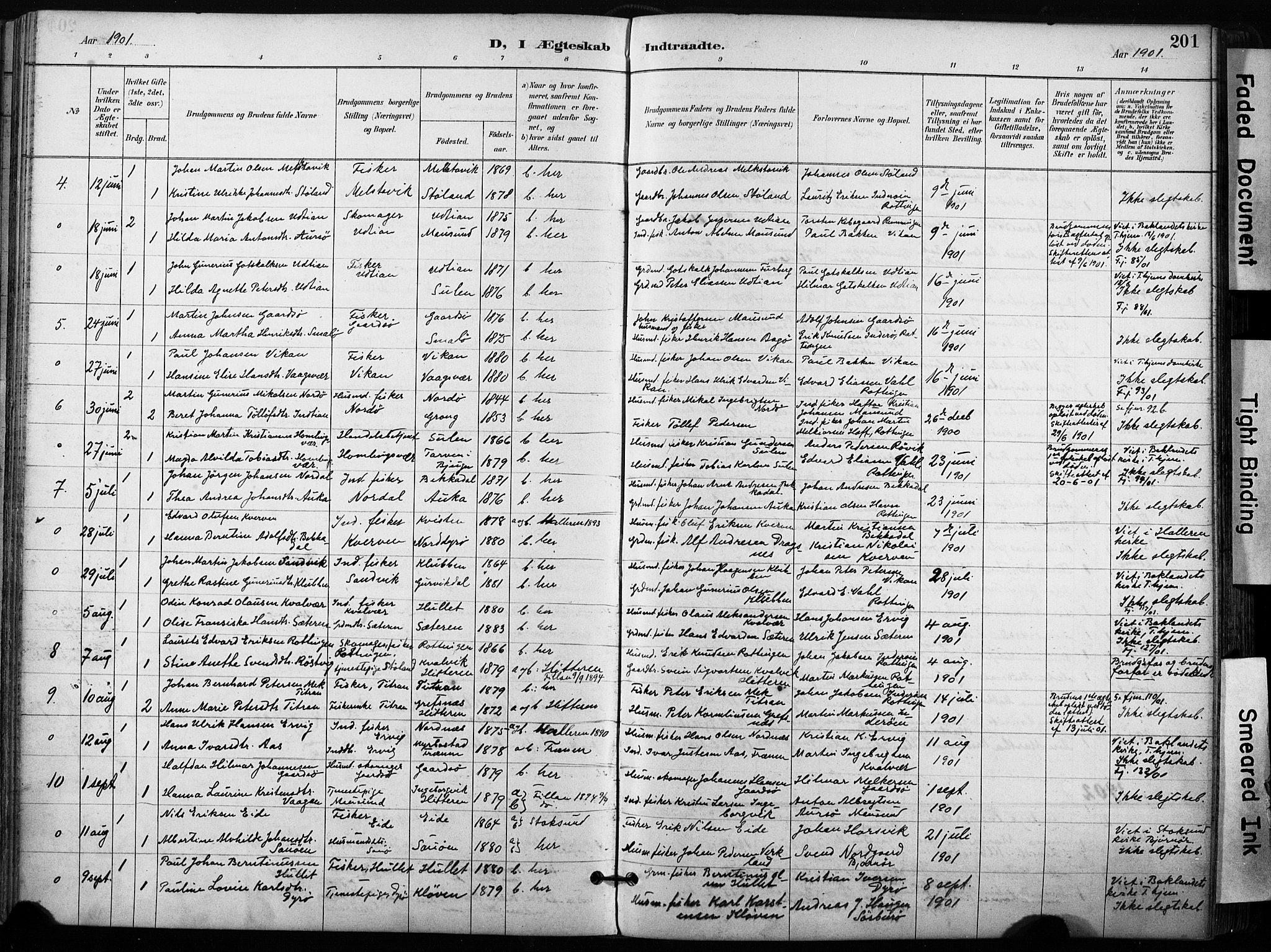 Ministerialprotokoller, klokkerbøker og fødselsregistre - Sør-Trøndelag, AV/SAT-A-1456/640/L0579: Parish register (official) no. 640A04, 1889-1902, p. 201