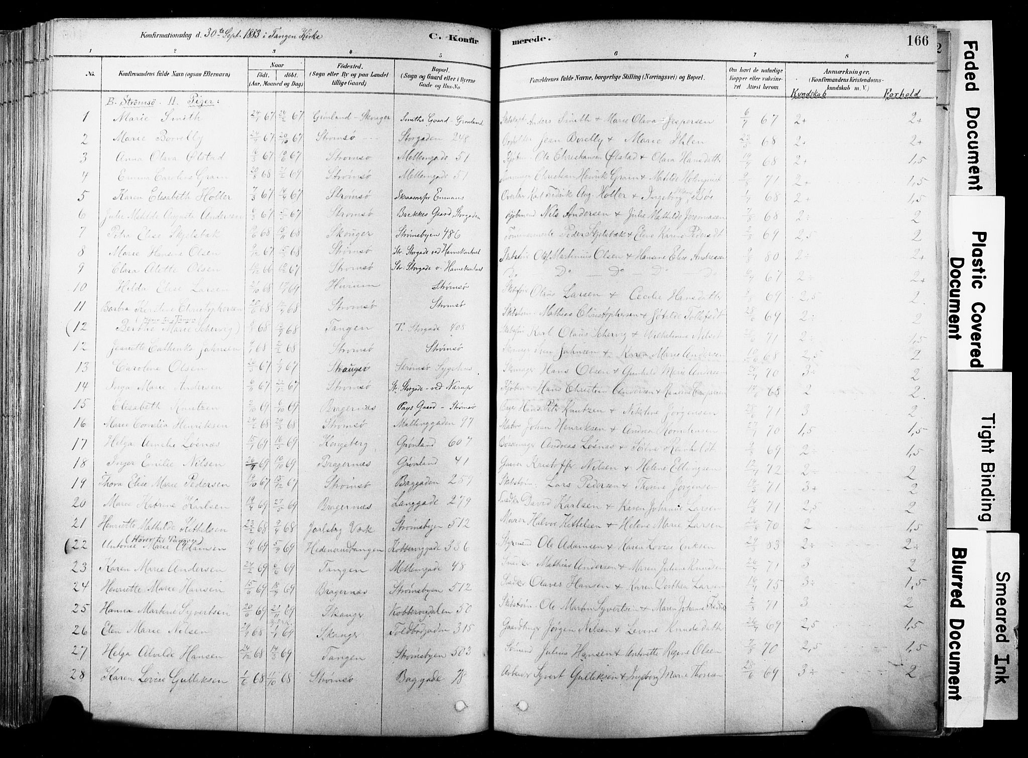 Strømsø kirkebøker, SAKO/A-246/F/Fb/L0006: Parish register (official) no. II 6, 1879-1910, p. 166