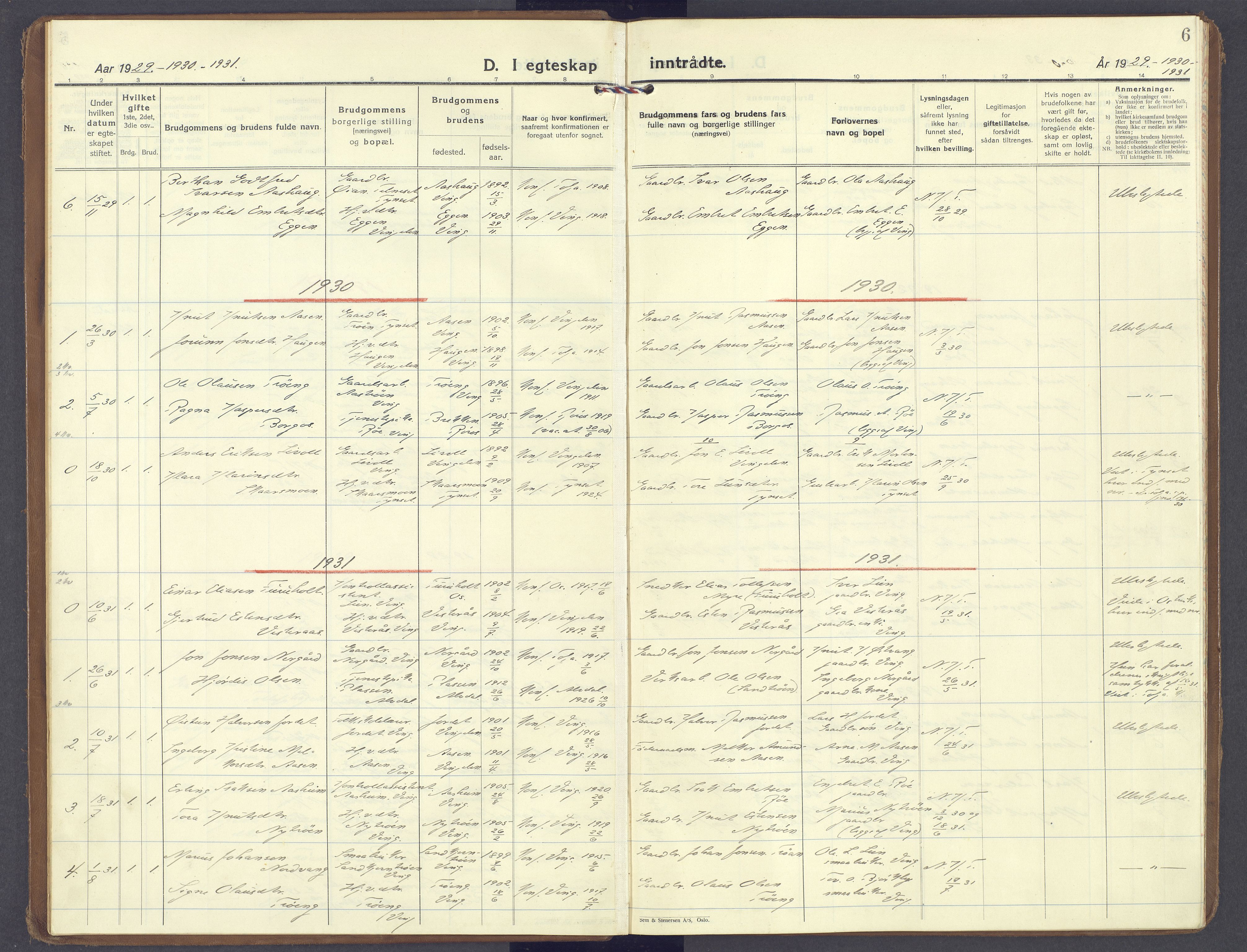 Tolga prestekontor, AV/SAH-PREST-062/K/L0020: Parish register (official) no. 20, 1925-2004, p. 6